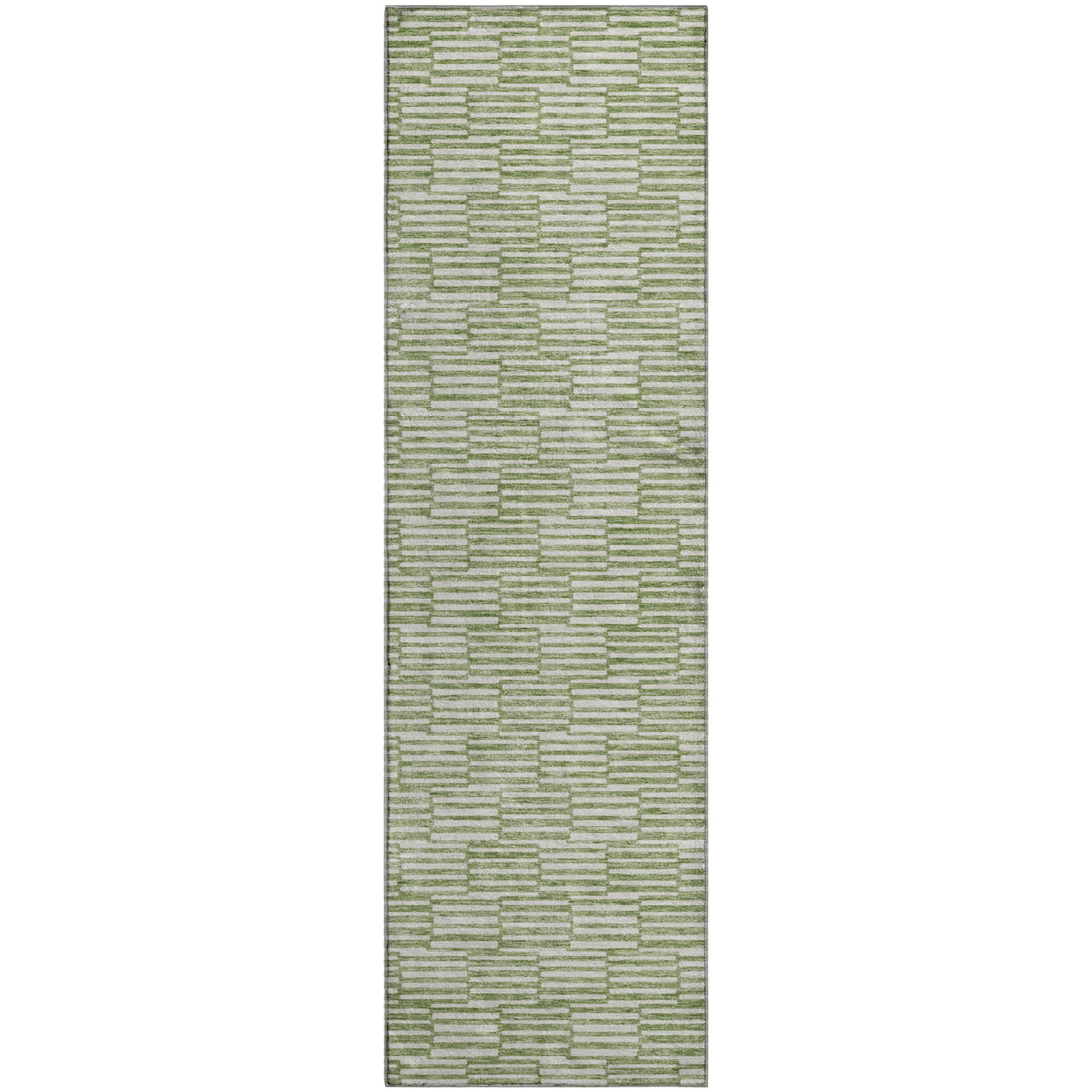 Vienna Machine Washable Transitional Green Rug 2'3" x 7'6" #shape_Runner