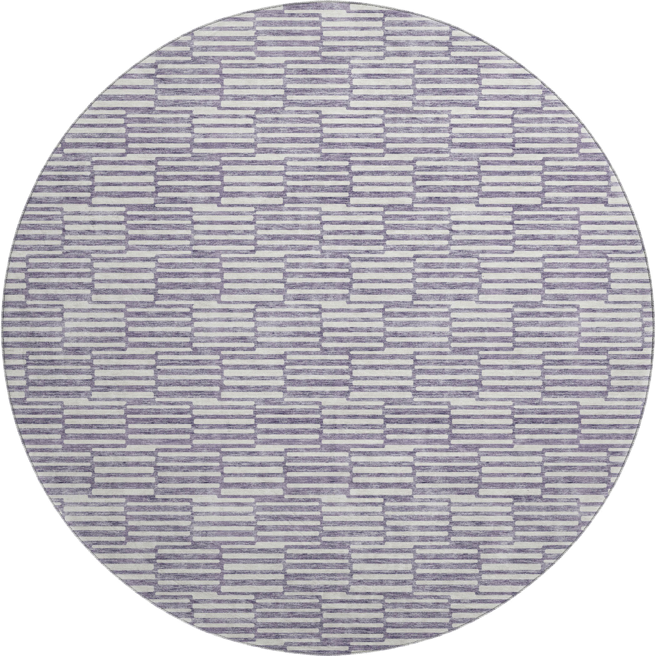 Vienna Machine Washable Transitional Lilac Purple Rug 8' x 8' #shape_Round