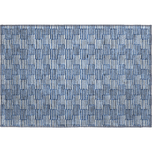 Vienna Machine Washable Transitional Navy Blue Rug 1'8" x 2'6"