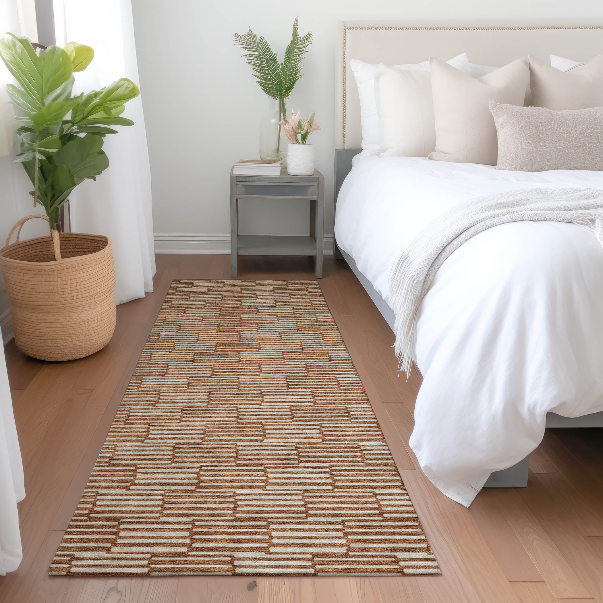 Vienna Machine Washable Transitional Paprika Orange Rug 2'3" x 7'6" #shape_Runner