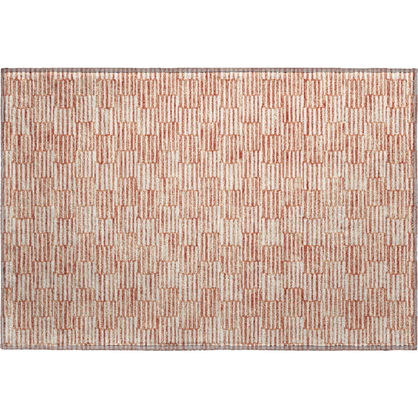 Vienna Machine Washable Transitional Salmon Orange Rug 1'8" x 2'6"