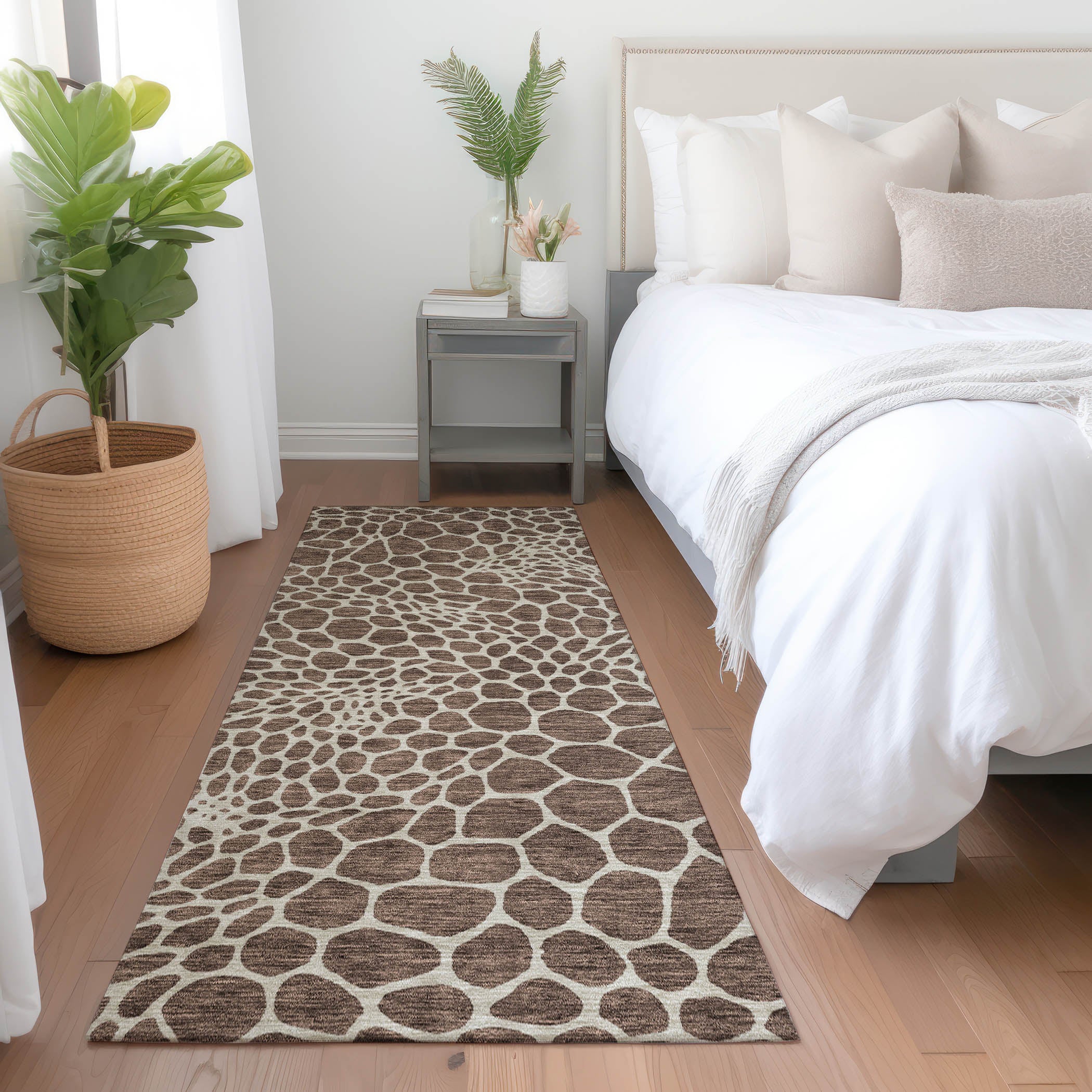 Rome Machine Washable Transitional Brown Rug 2'3" x 7'6" #shape_Runner