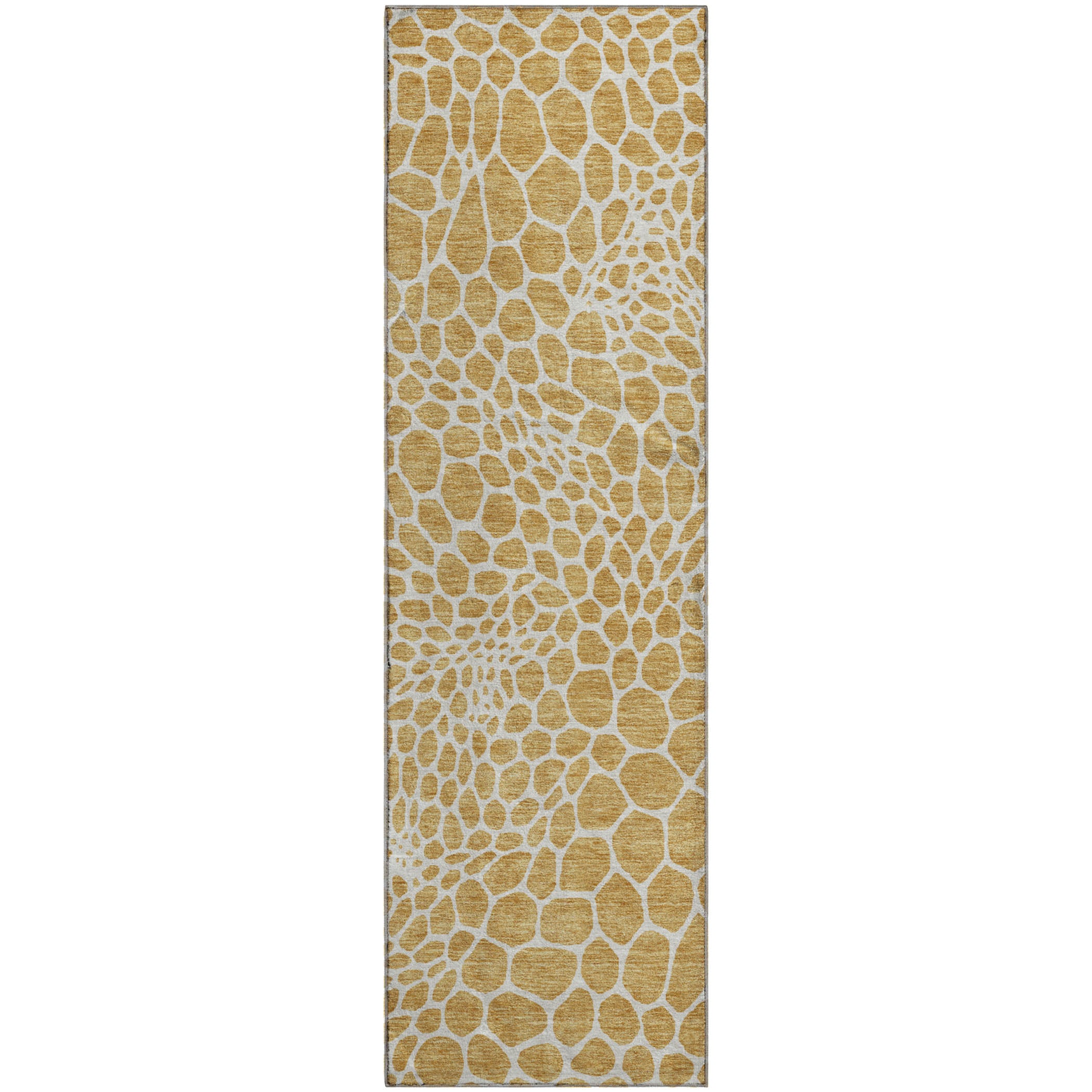 Rome Machine Washable Transitional Gold Rug 2'3" x 7'6" #shape_Runner