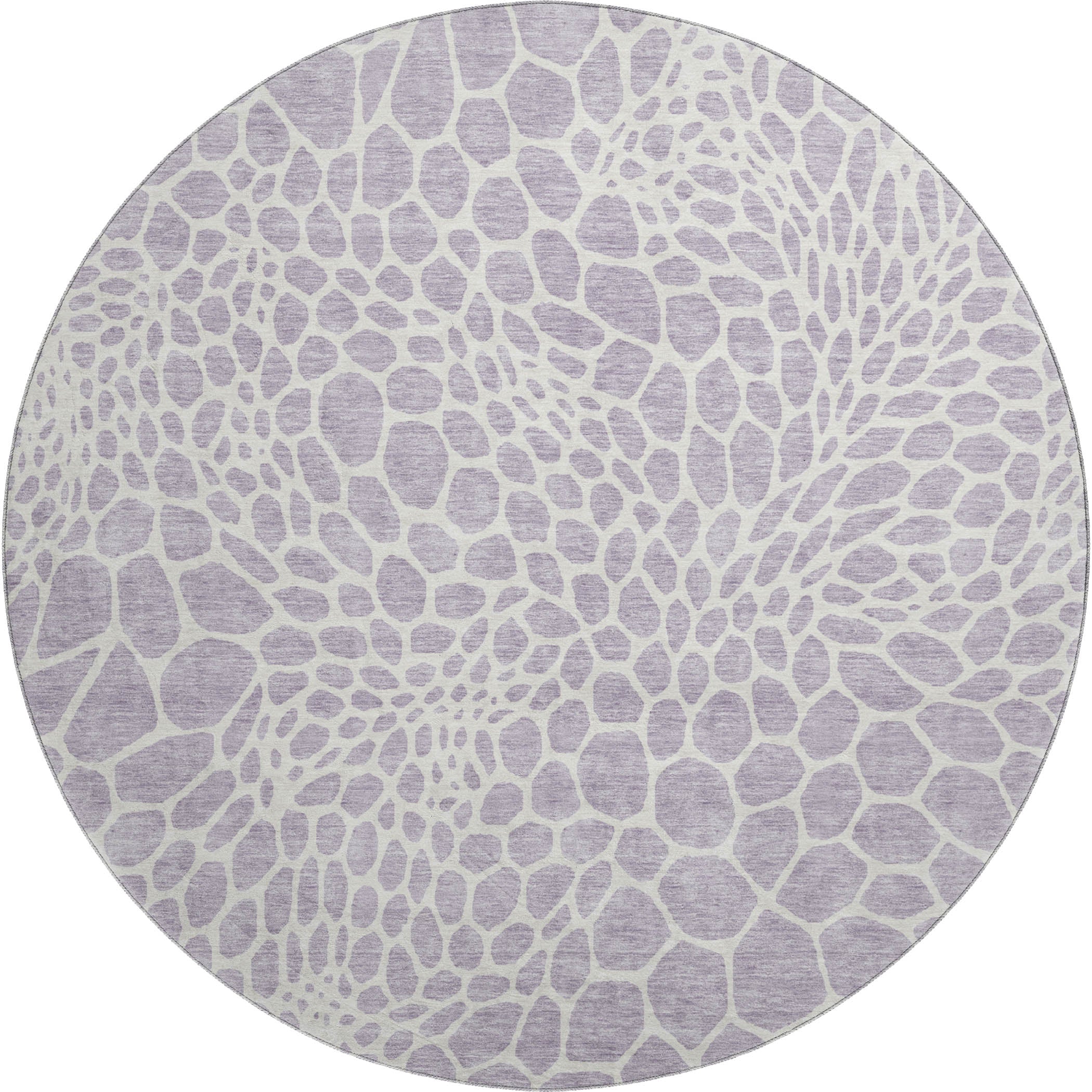 Rome Machine Washable Transitional Lilac Purple Rug 8' x 8' #shape_Round