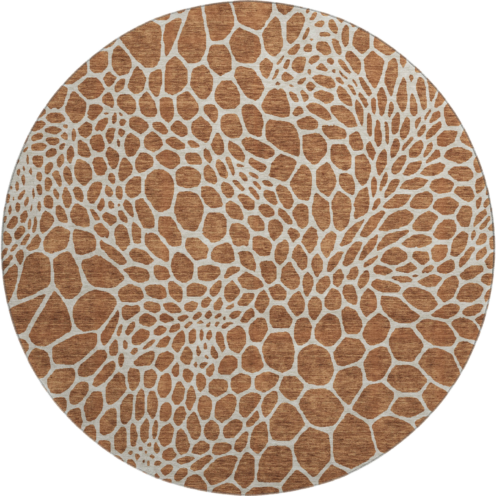 Rome Machine Washable Transitional Paprika Orange Rug 8' x 8' #shape_Round
