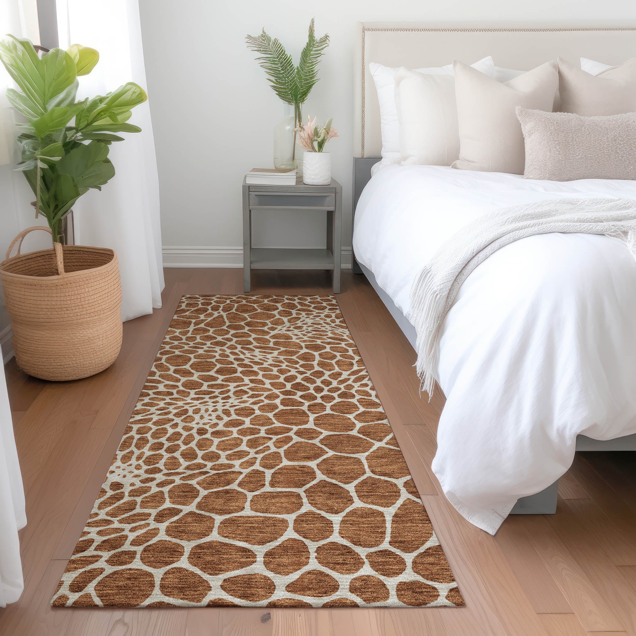 Rome Machine Washable Transitional Paprika Orange Rug 2'3" x 7'6" #shape_Runner