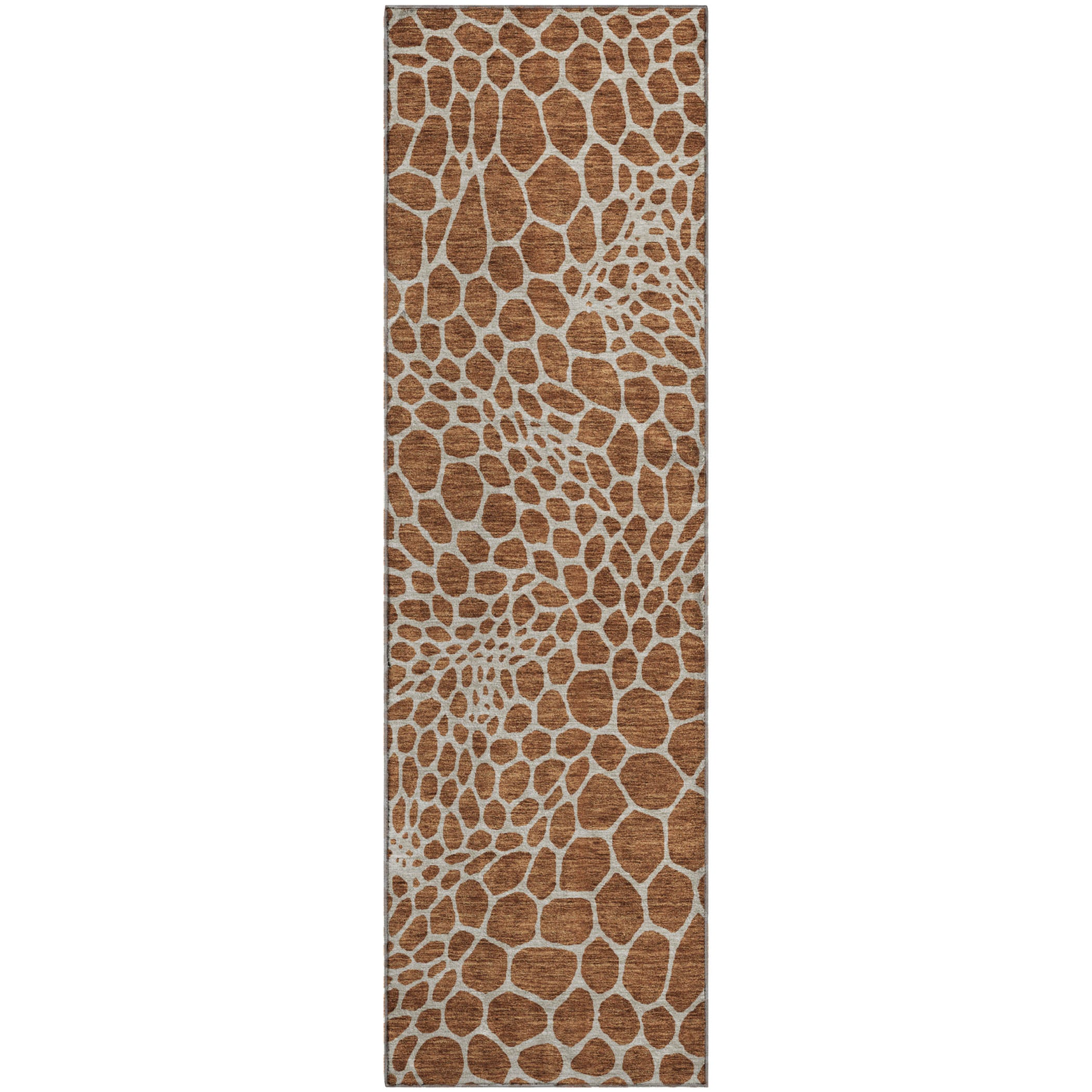 Rome Machine Washable Transitional Paprika Orange Rug 2'3" x 7'6" #shape_Runner