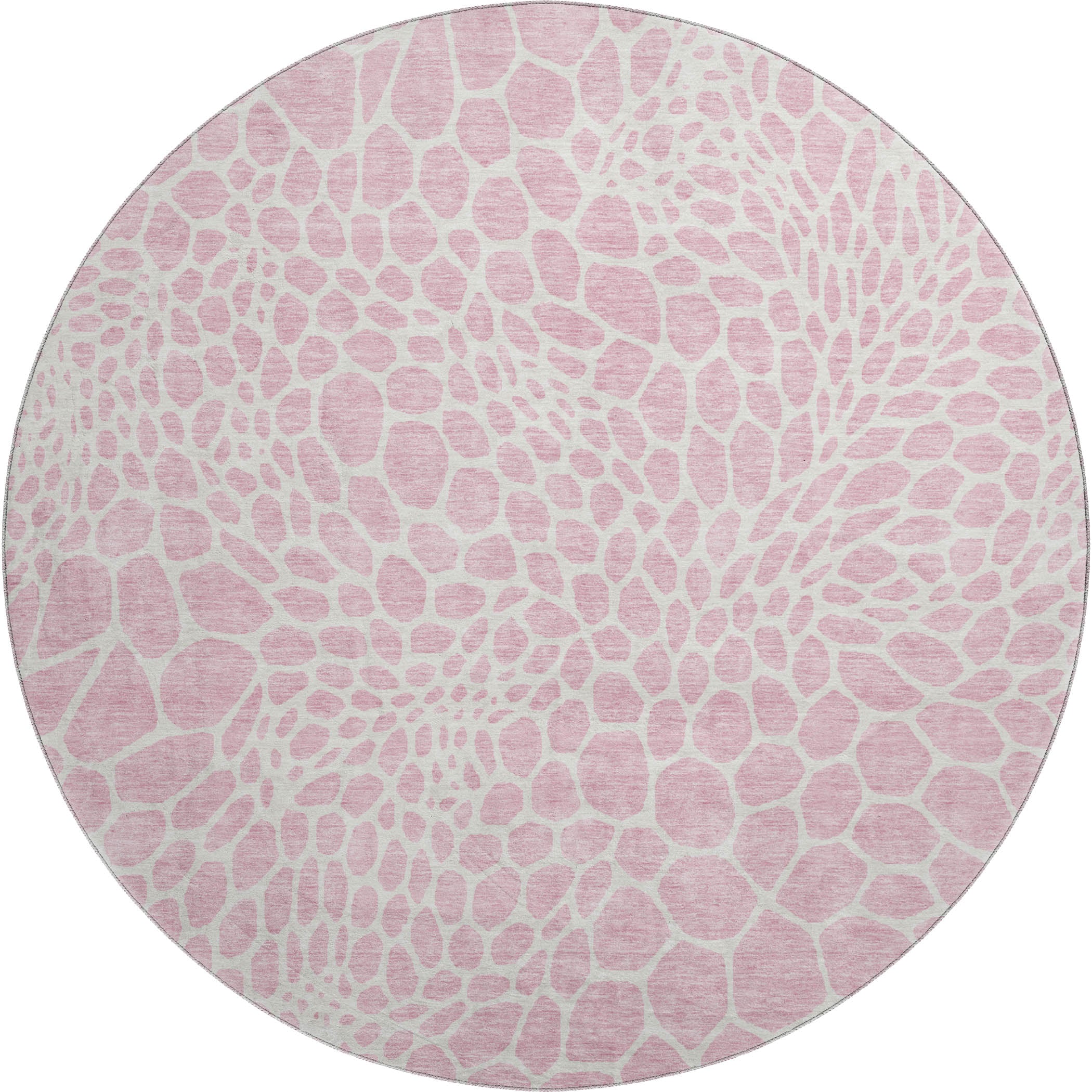 Rome Machine Washable Transitional Pink Rug 8' x 8' #shape_Round