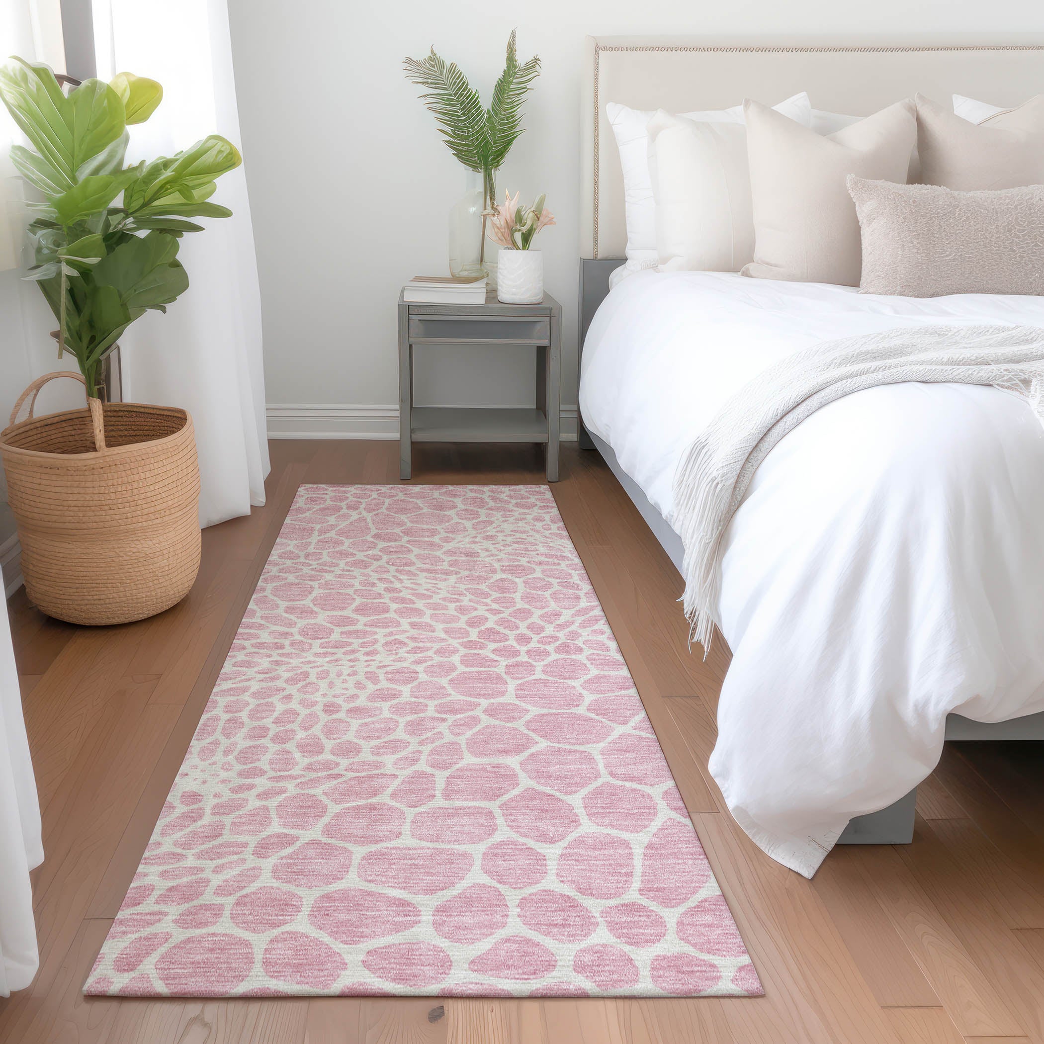 Rome Machine Washable Transitional Pink Rug 2'3" x 7'6" #shape_Runner