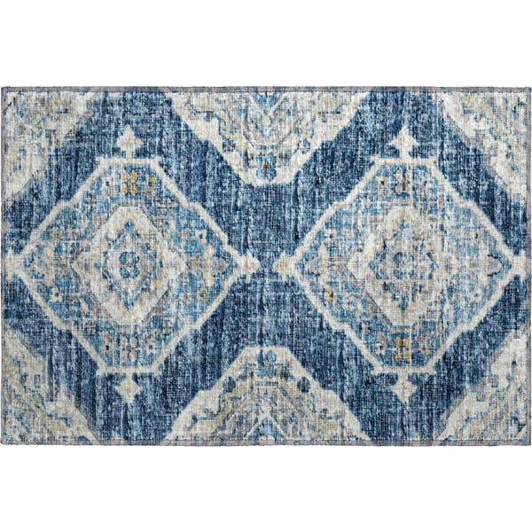 Bogota Machine Washable Traditional Blue Rug 1'8" x 2'6"