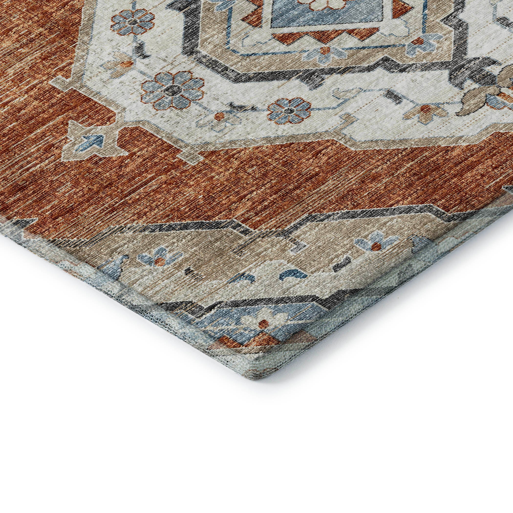 Bogota Machine Washable Traditional Clay Orange Rug 1'8" x 2'6" #shape_Rectangle