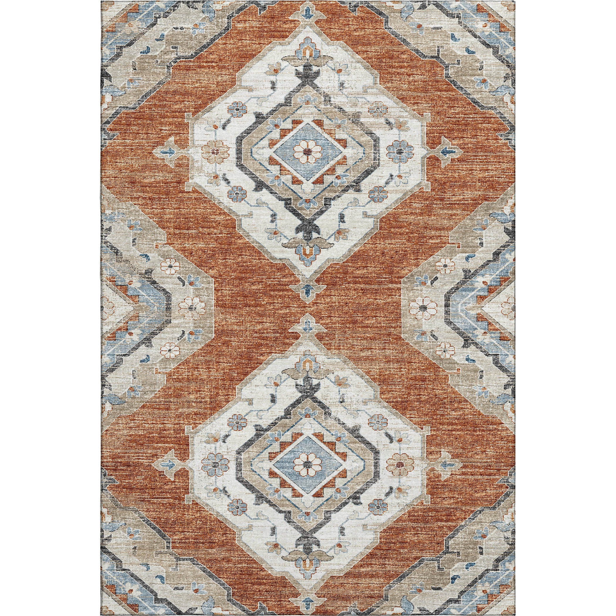 Bogota Machine Washable Traditional Clay Orange Rug 2'6" x 3'10" #shape_Rectangle