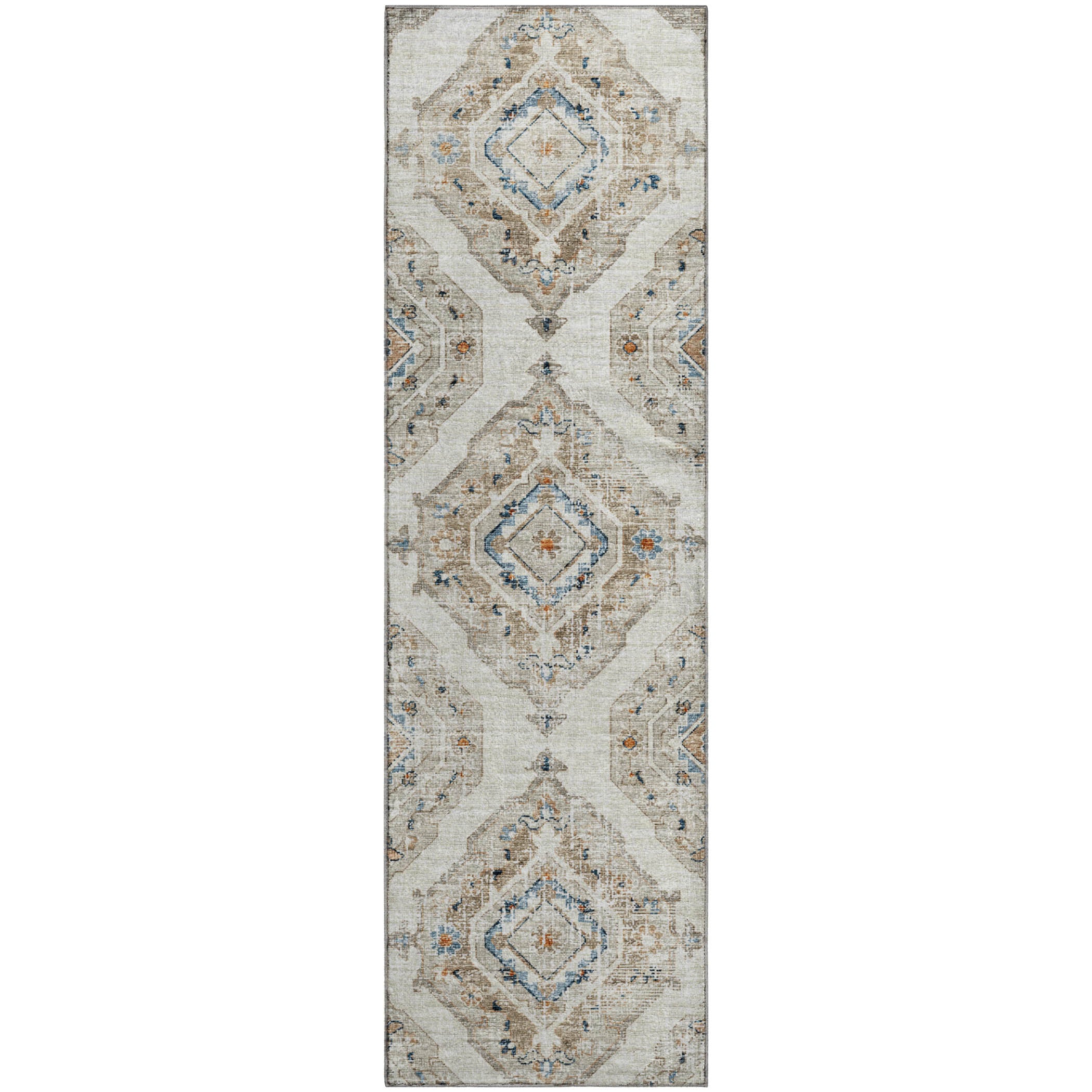 Bogota Machine Washable Traditional Linen Multi Rug 2'3" x 7'6" #shape_Runner