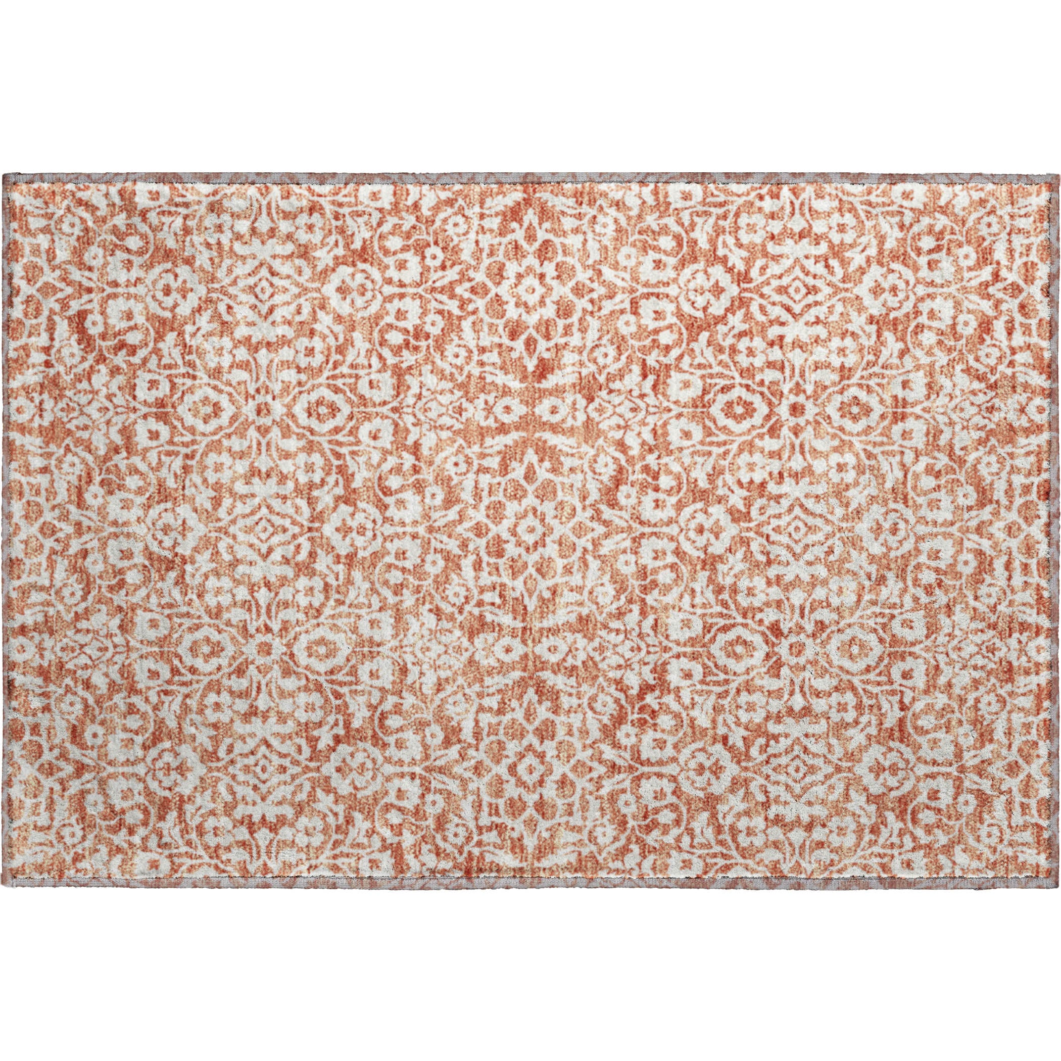 Sintra Machine Washable Traditional Coral Orange Rug 1'8" x 2'6" #shape_Rectangle