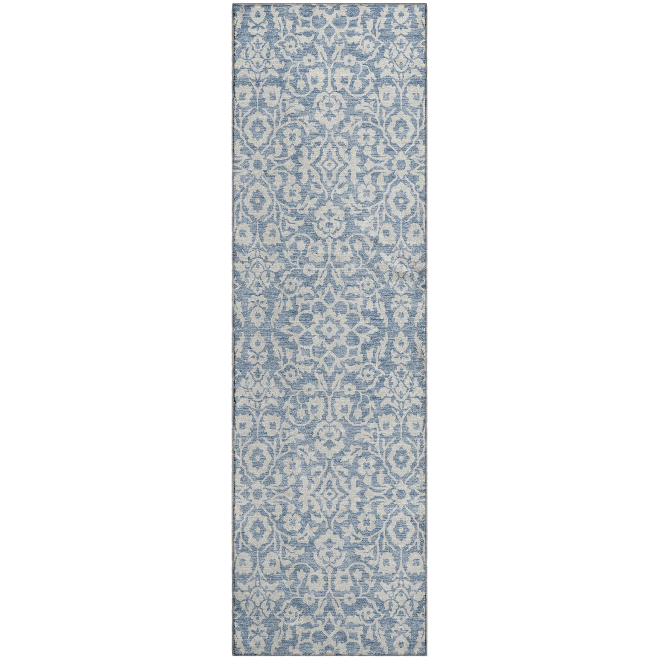 Sintra Machine Washable Traditional Denim Blue Rug 2'3" x 7'6" #shape_Runner