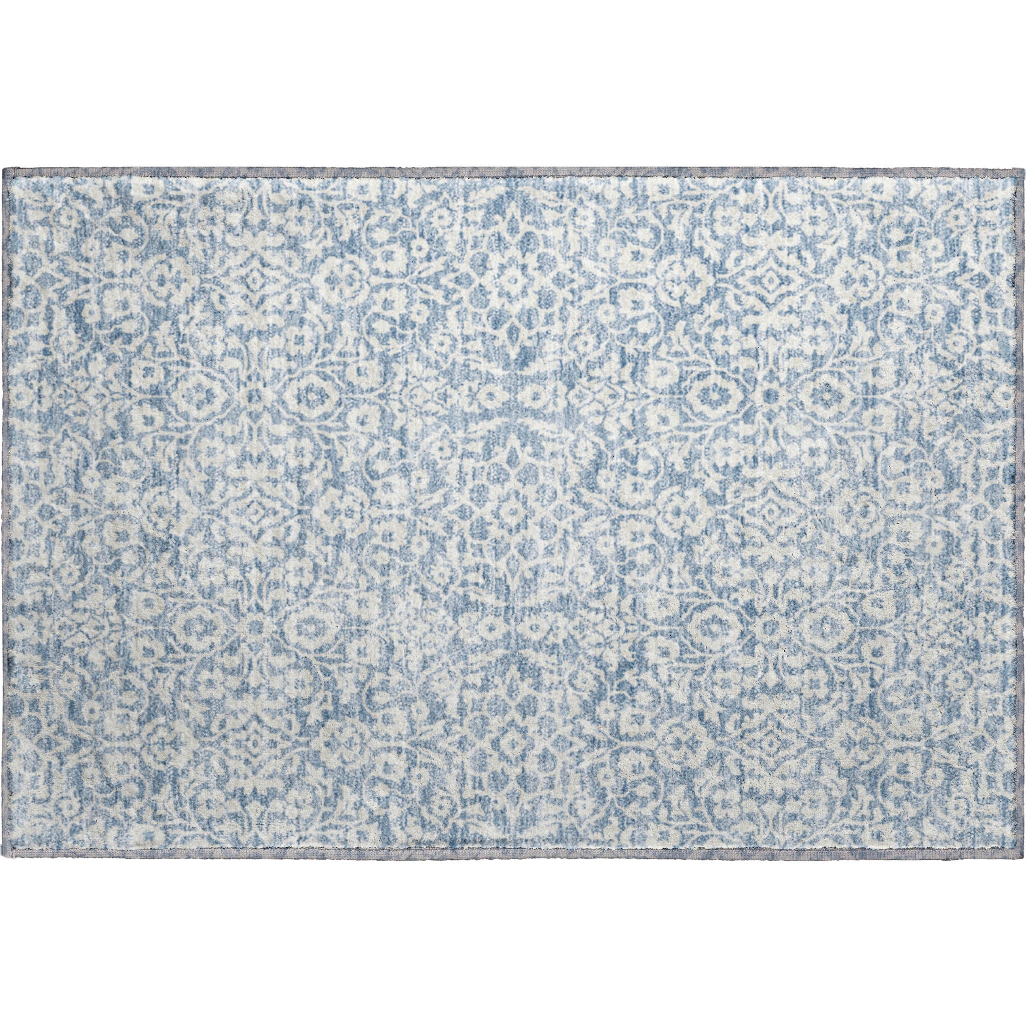 Sintra Machine Washable Traditional Denim Blue Rug 1'8" x 2'6" #shape_Rectangle