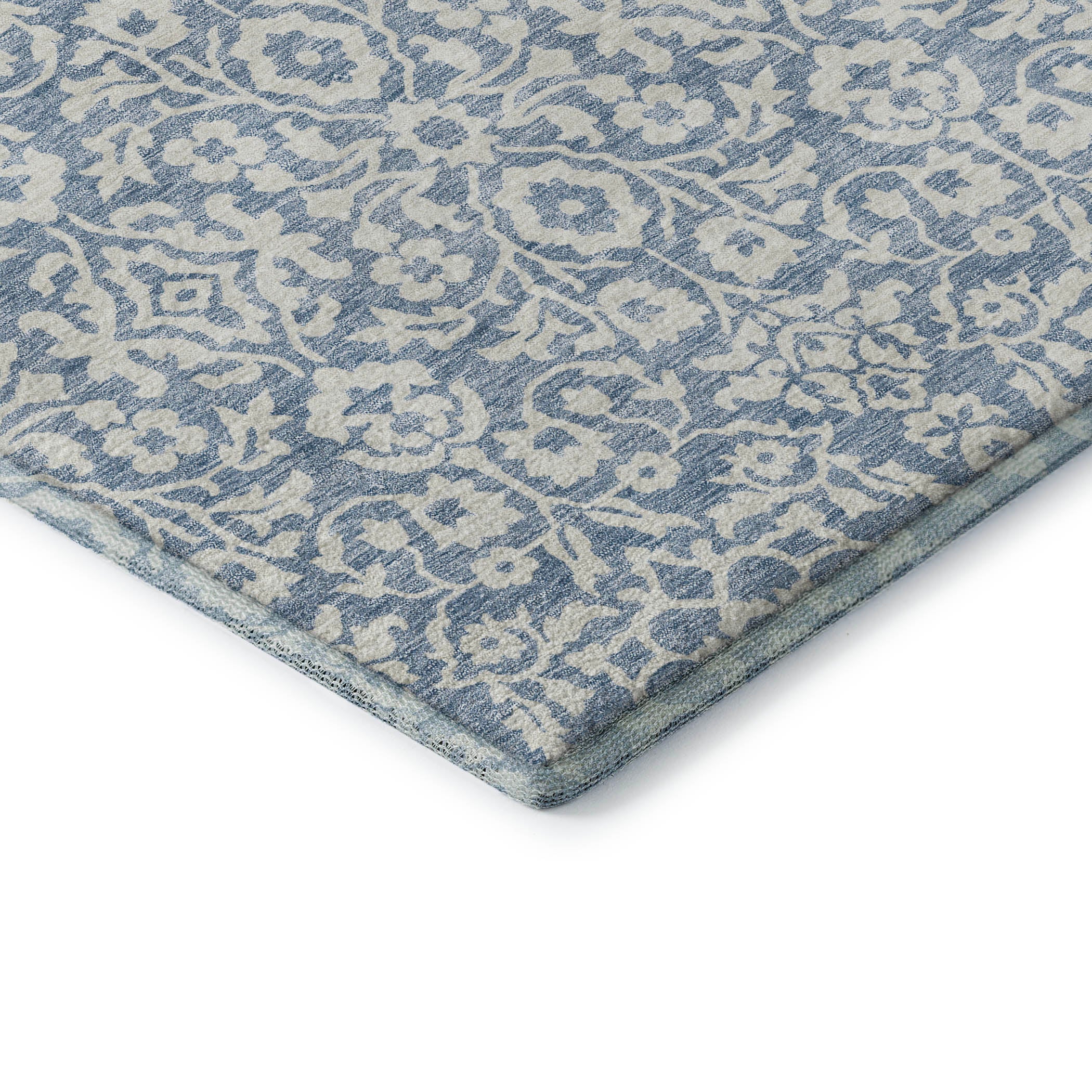 Sintra Machine Washable Traditional Denim Blue Rug 1'8" x 2'6" #shape_Rectangle