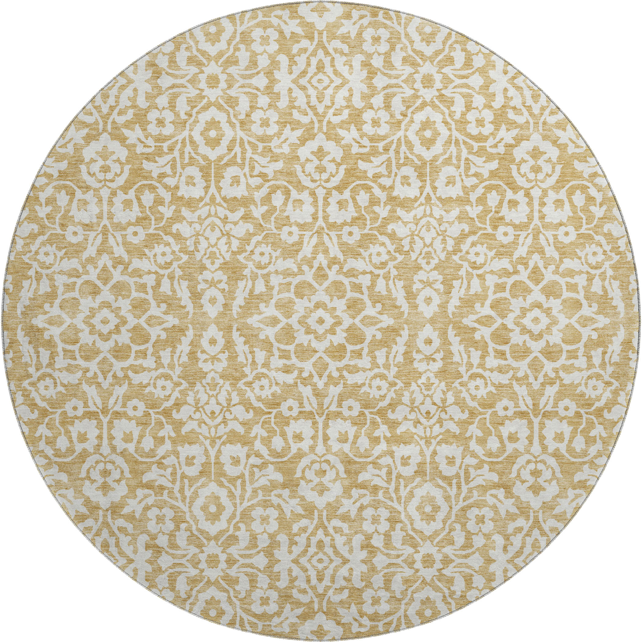 Sintra Machine Washable Traditional Gold Rug 8' x 8' #shape_Round