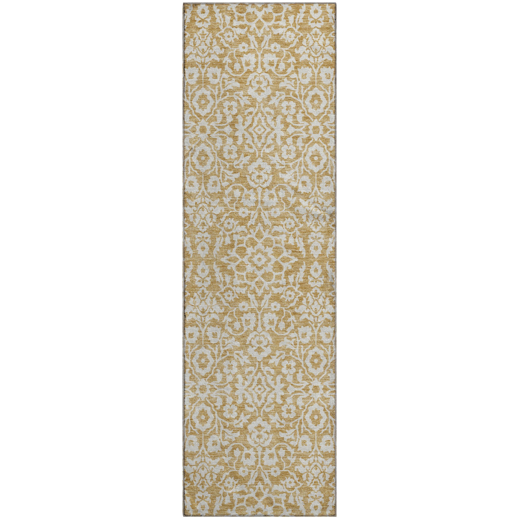 Sintra Machine Washable Traditional Gold Rug 2'3" x 7'6" #shape_Runner