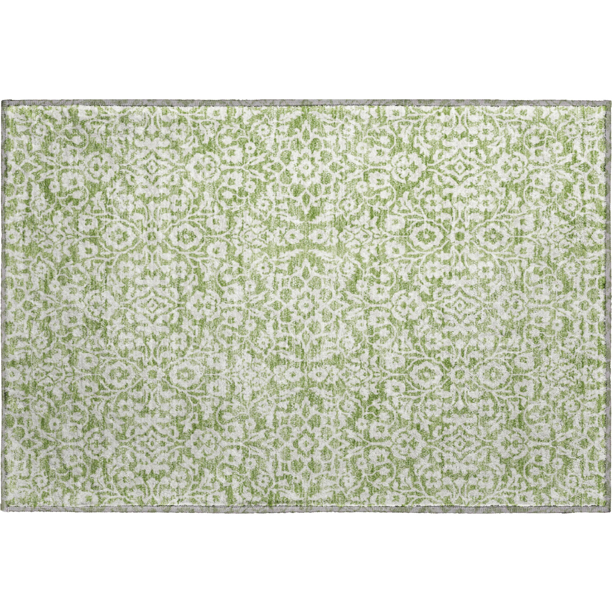 Sintra Machine Washable Traditional Green Rug 1'8" x 2'6" #shape_Rectangle