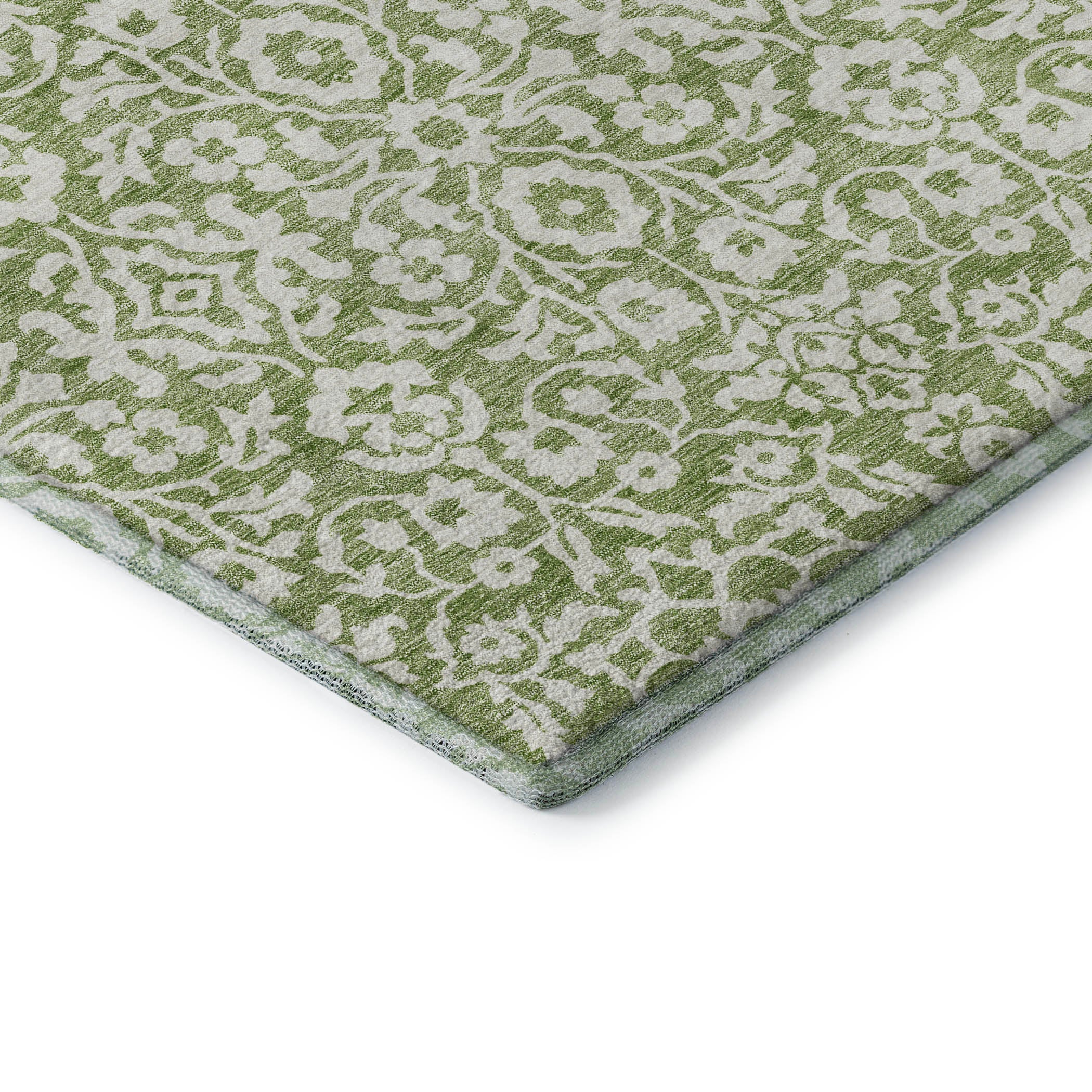 Sintra Machine Washable Traditional Green Rug 1'8" x 2'6" #shape_Rectangle