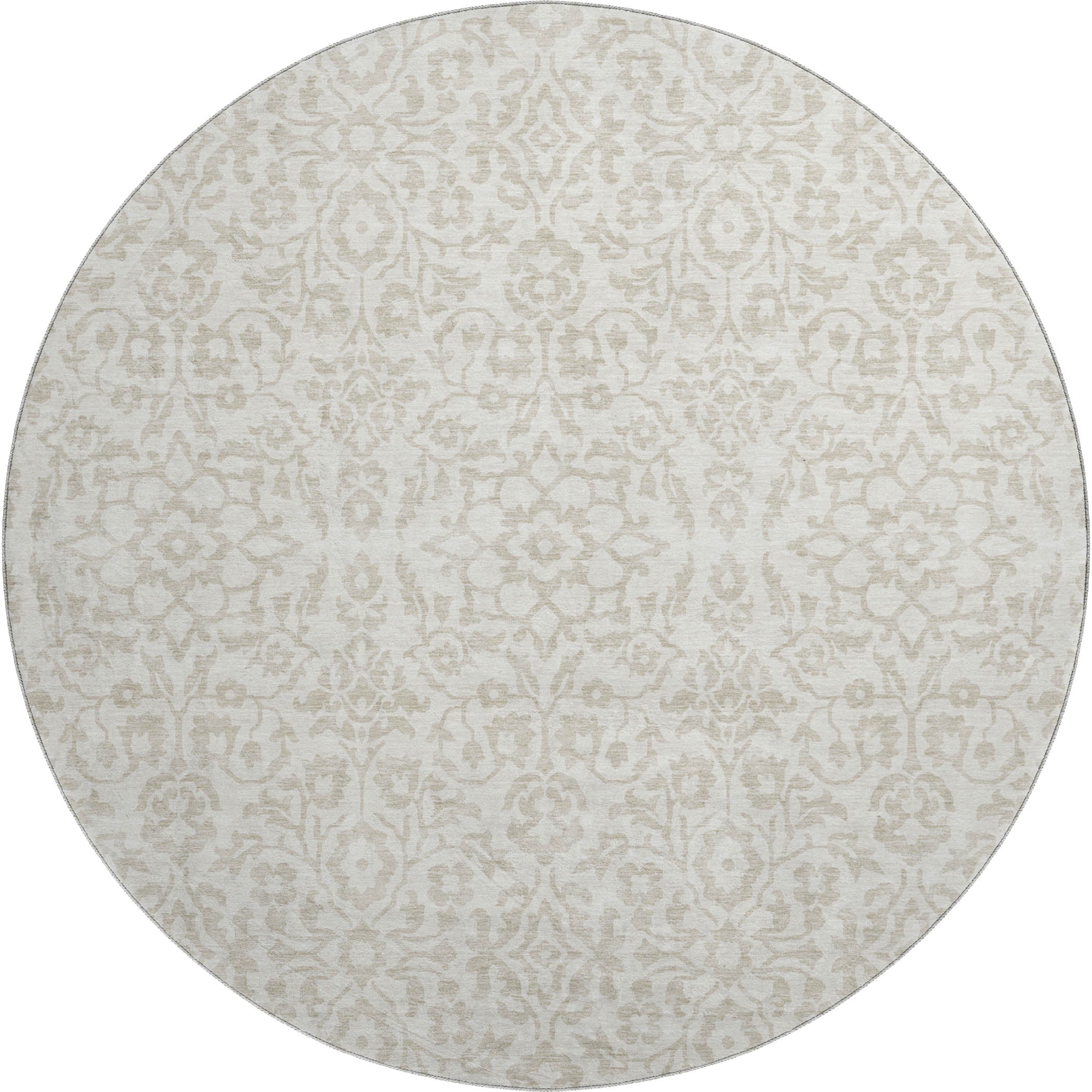 Sintra Machine Washable Traditional Ivory Rug 8' x 8' #shape_Round
