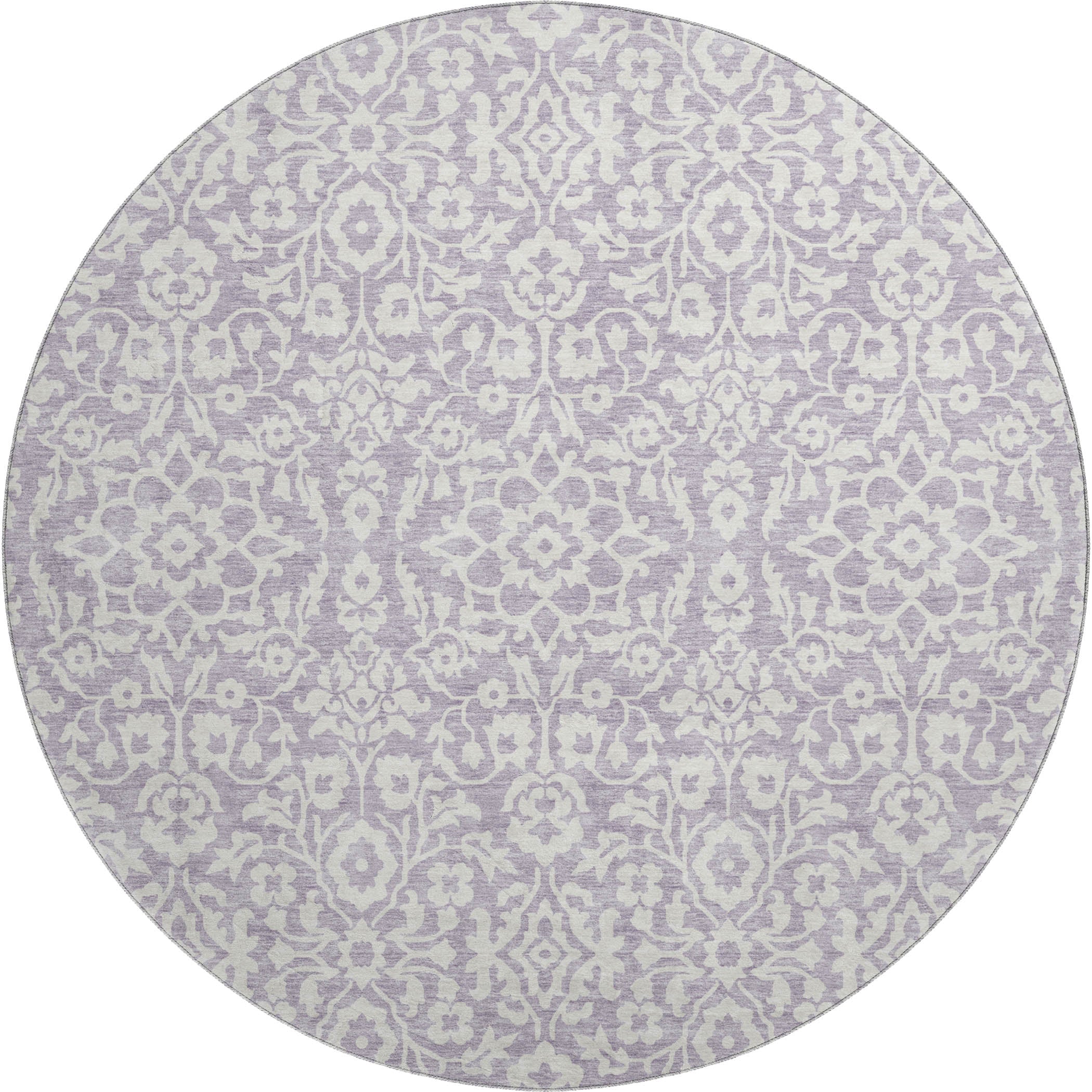 Sintra Machine Washable Traditional Lavender Purple Rug 8' x 8' #shape_Round