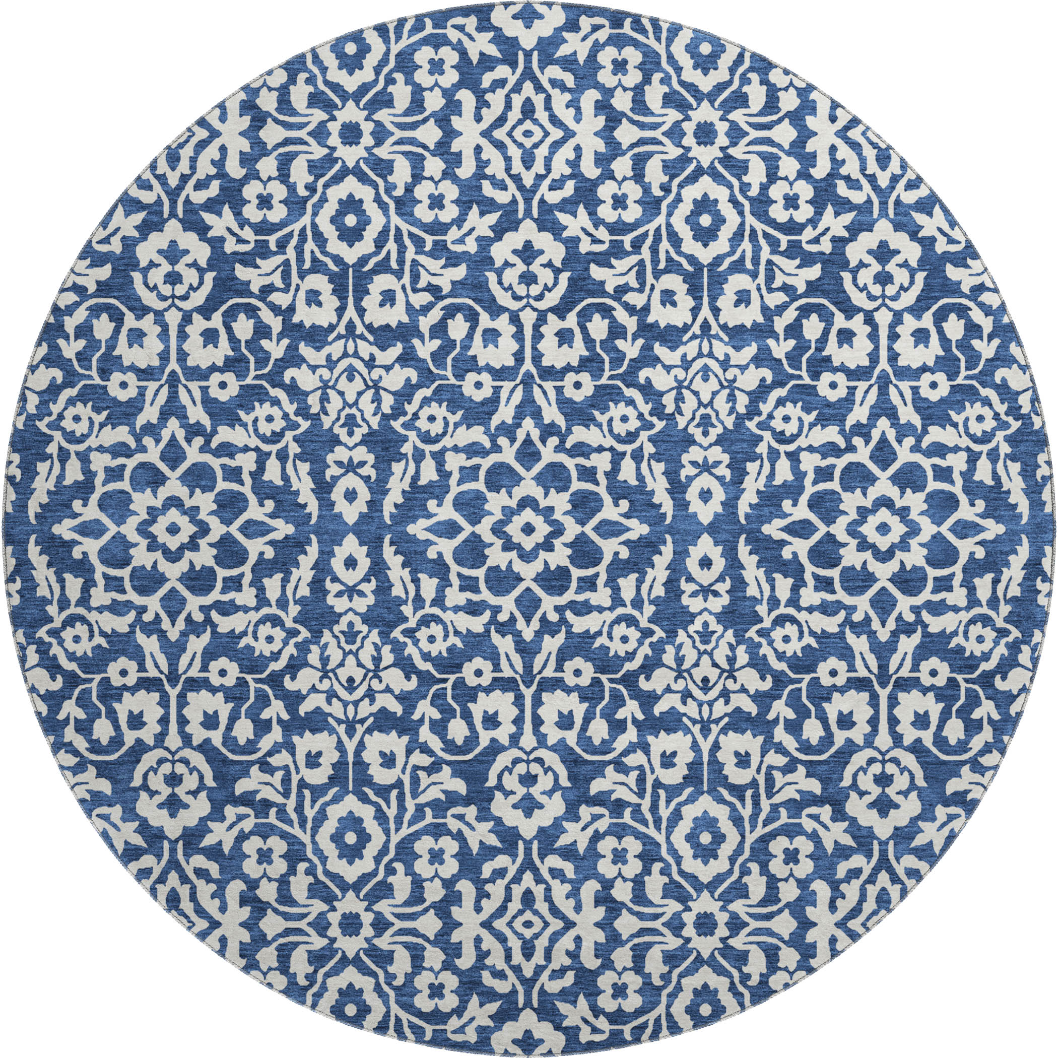 Sintra Machine Washable Traditional Navy Blue Rug 8' x 8' #shape_Round