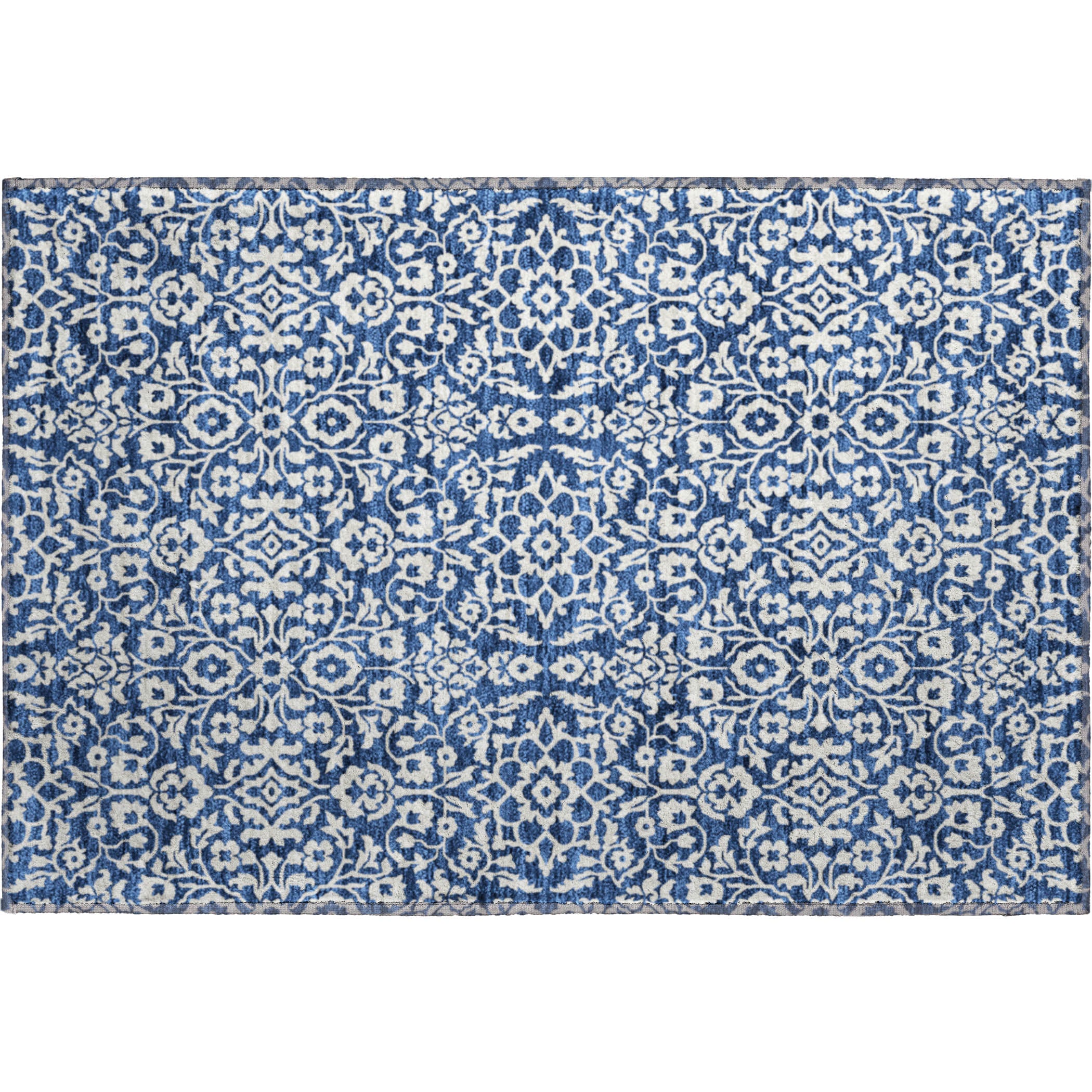 Sintra Machine Washable Traditional Navy Blue Rug 1'8" x 2'6" #shape_Rectangle