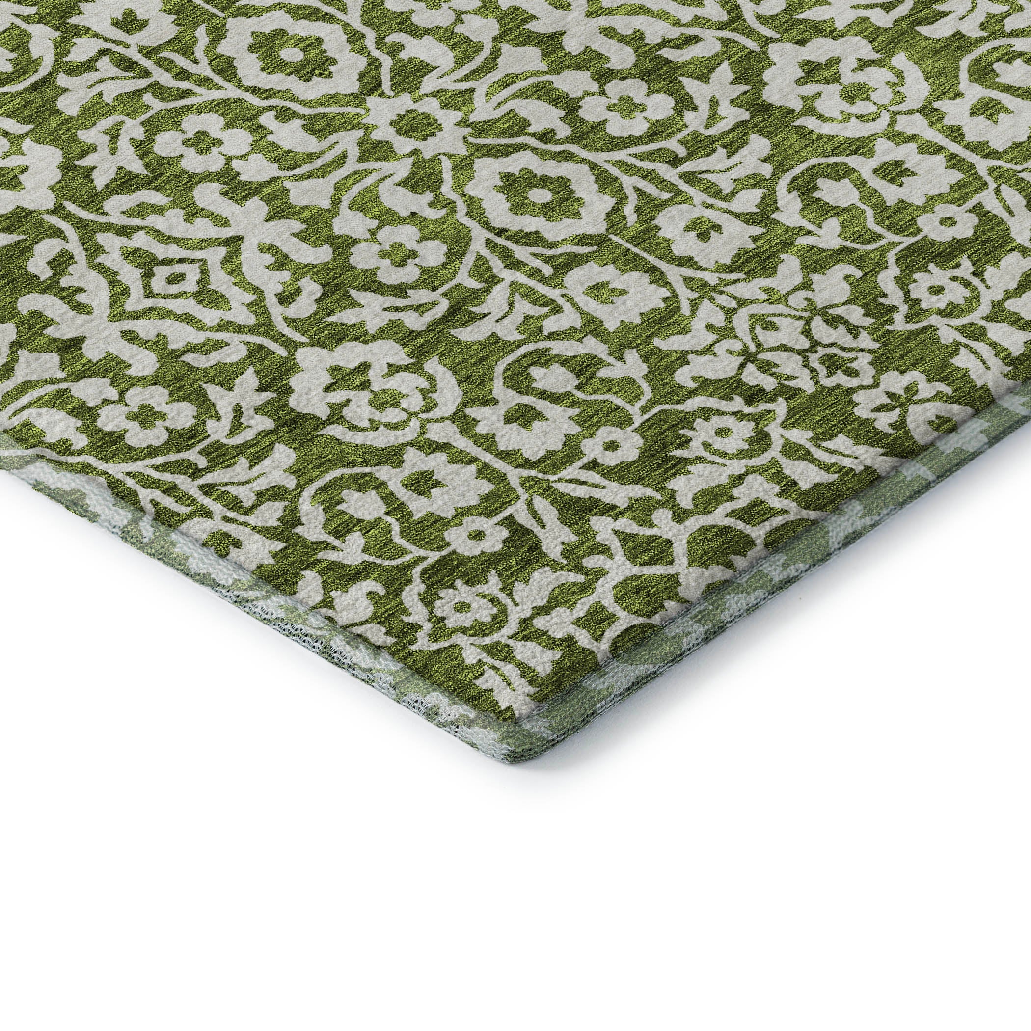 Sintra Machine Washable Traditional Olive Green Rug 1'8" x 2'6" #shape_Rectangle