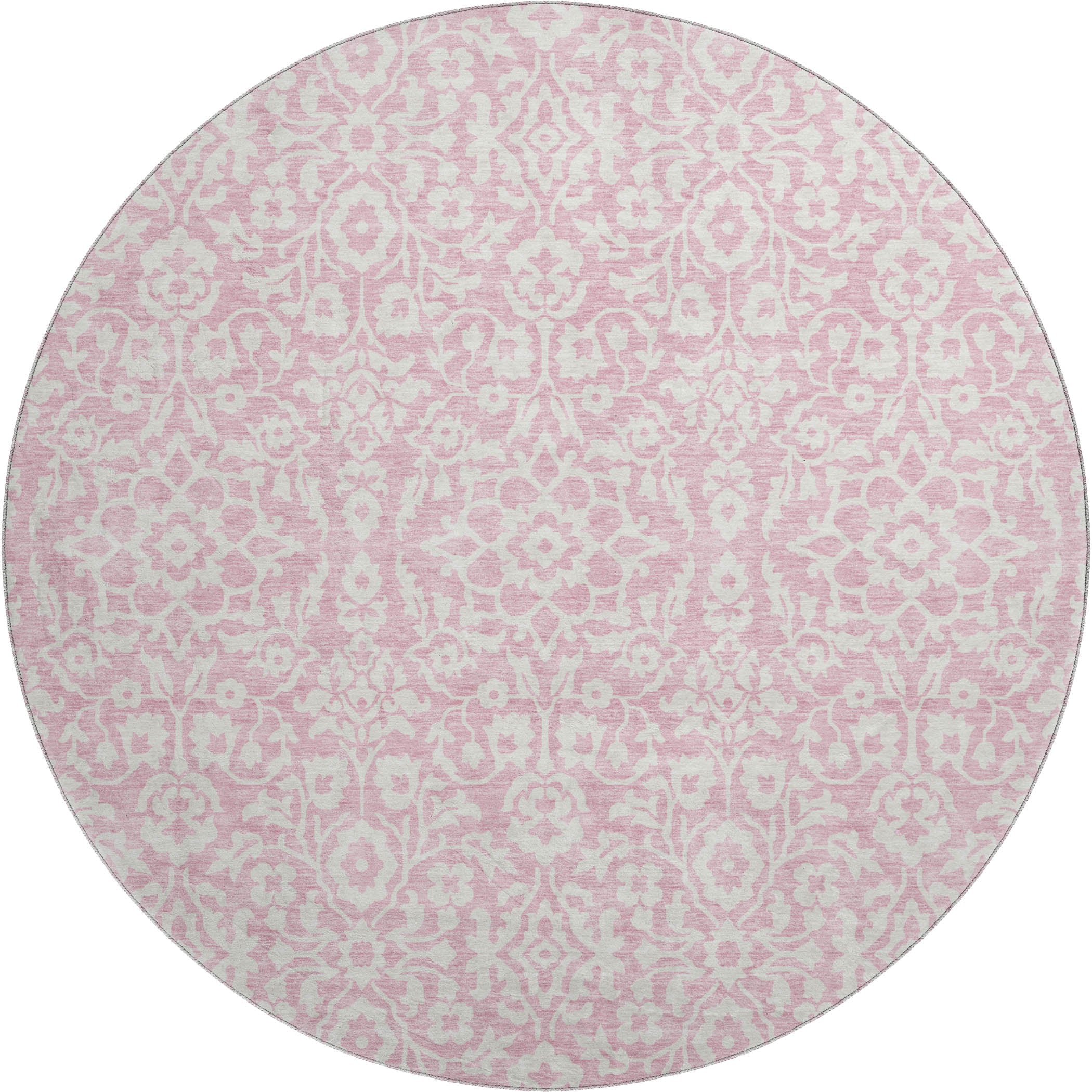 Sintra Machine Washable Traditional Pink Rug 8' x 8' #shape_Round