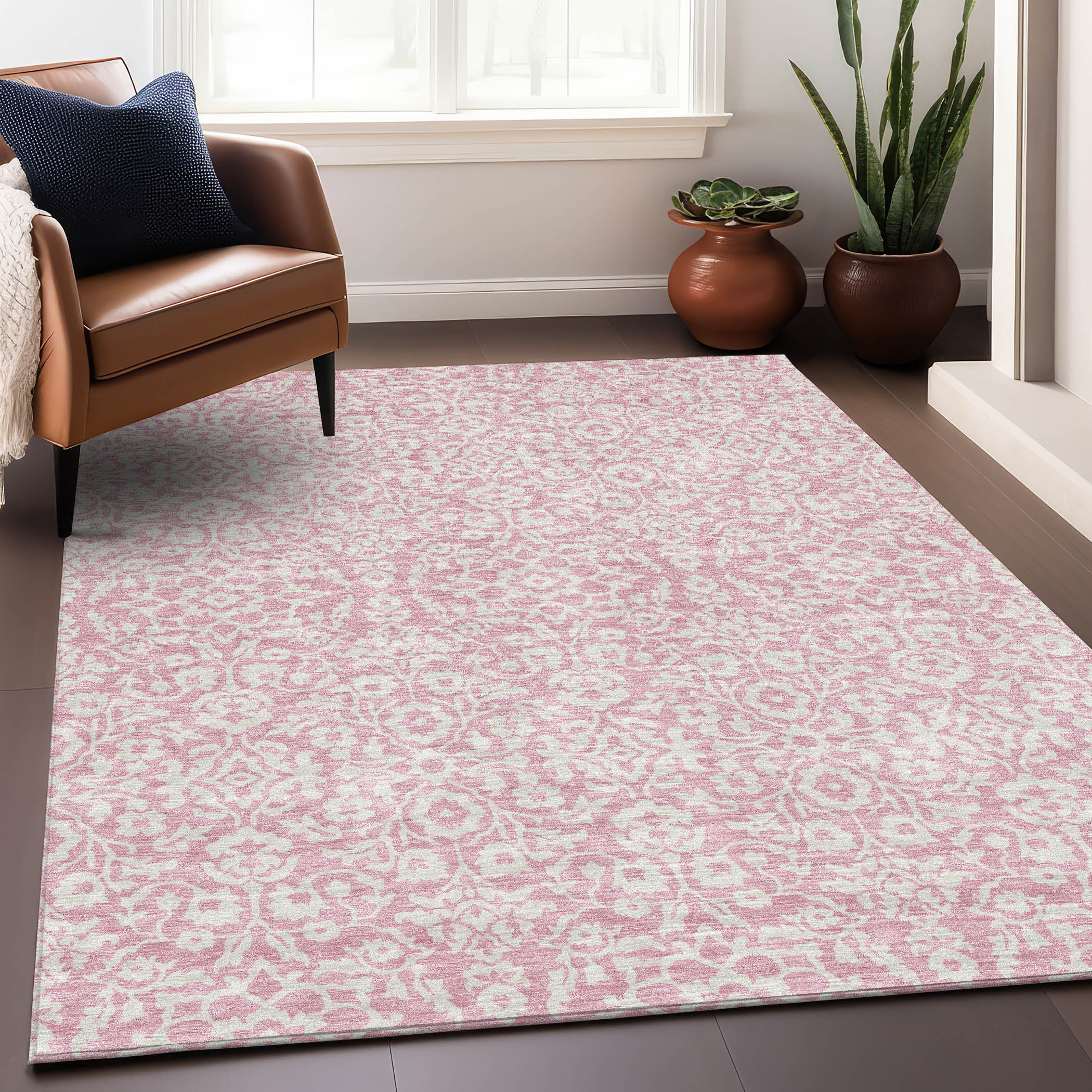 Sintra Machine Washable Traditional Pink Rug 2'6" x 3'10" #shape_Rectangle