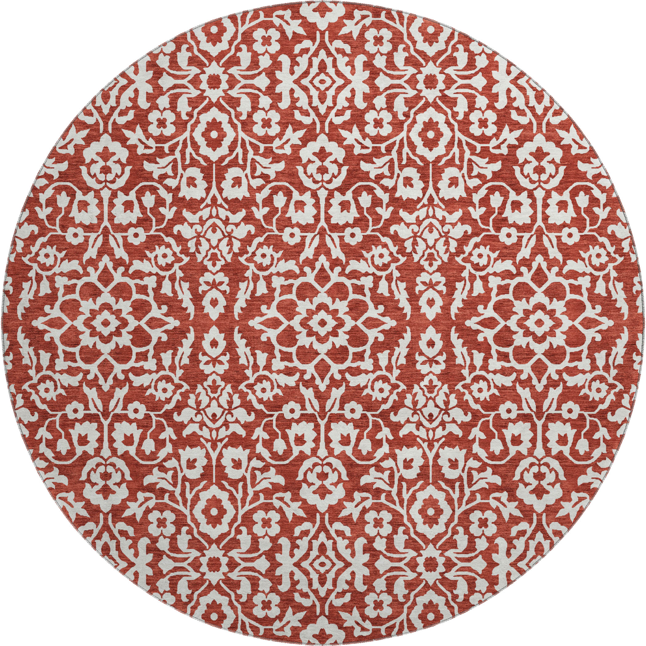 Sintra Machine Washable Traditional Red Rug 8' x 8' #shape_Round