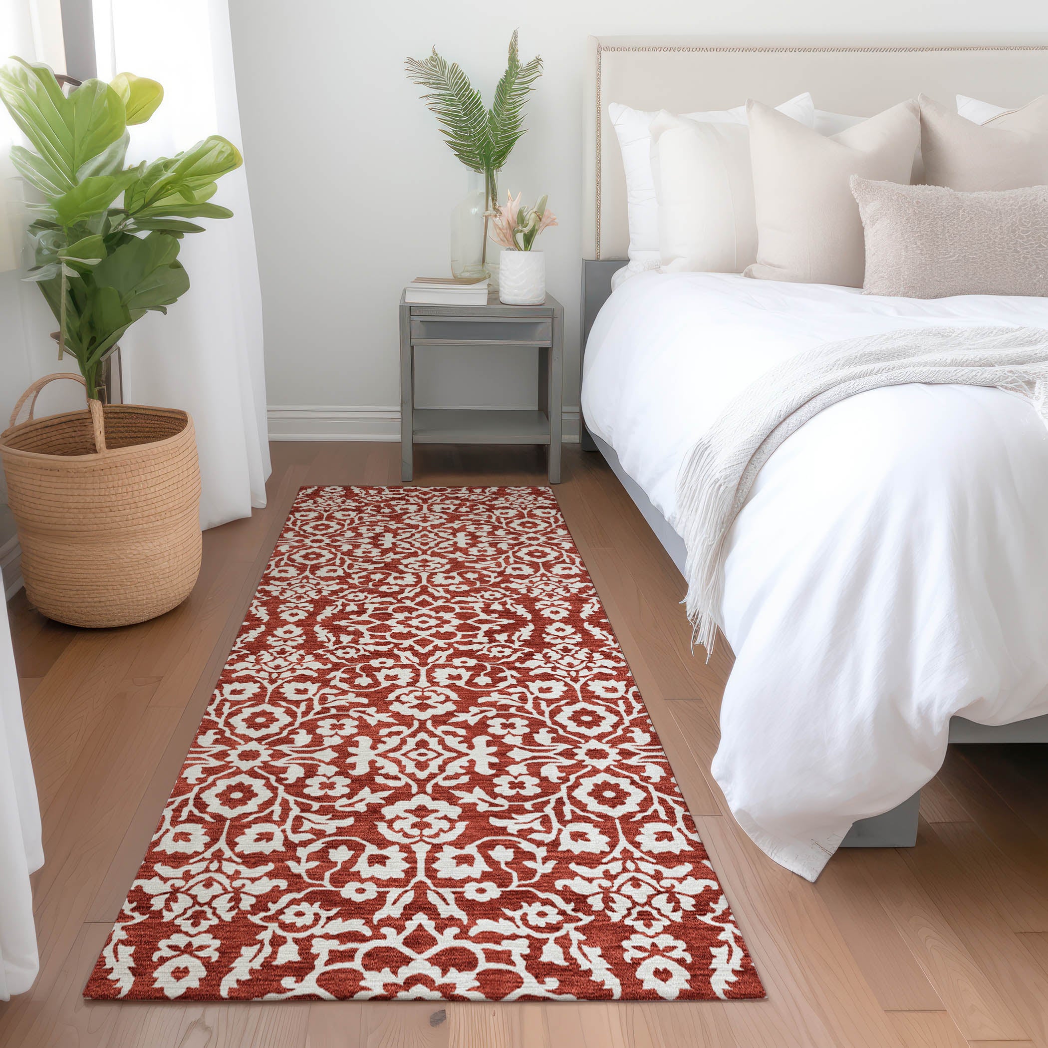 Sintra Machine Washable Traditional Red Rug 2'3" x 7'6" #shape_Runner
