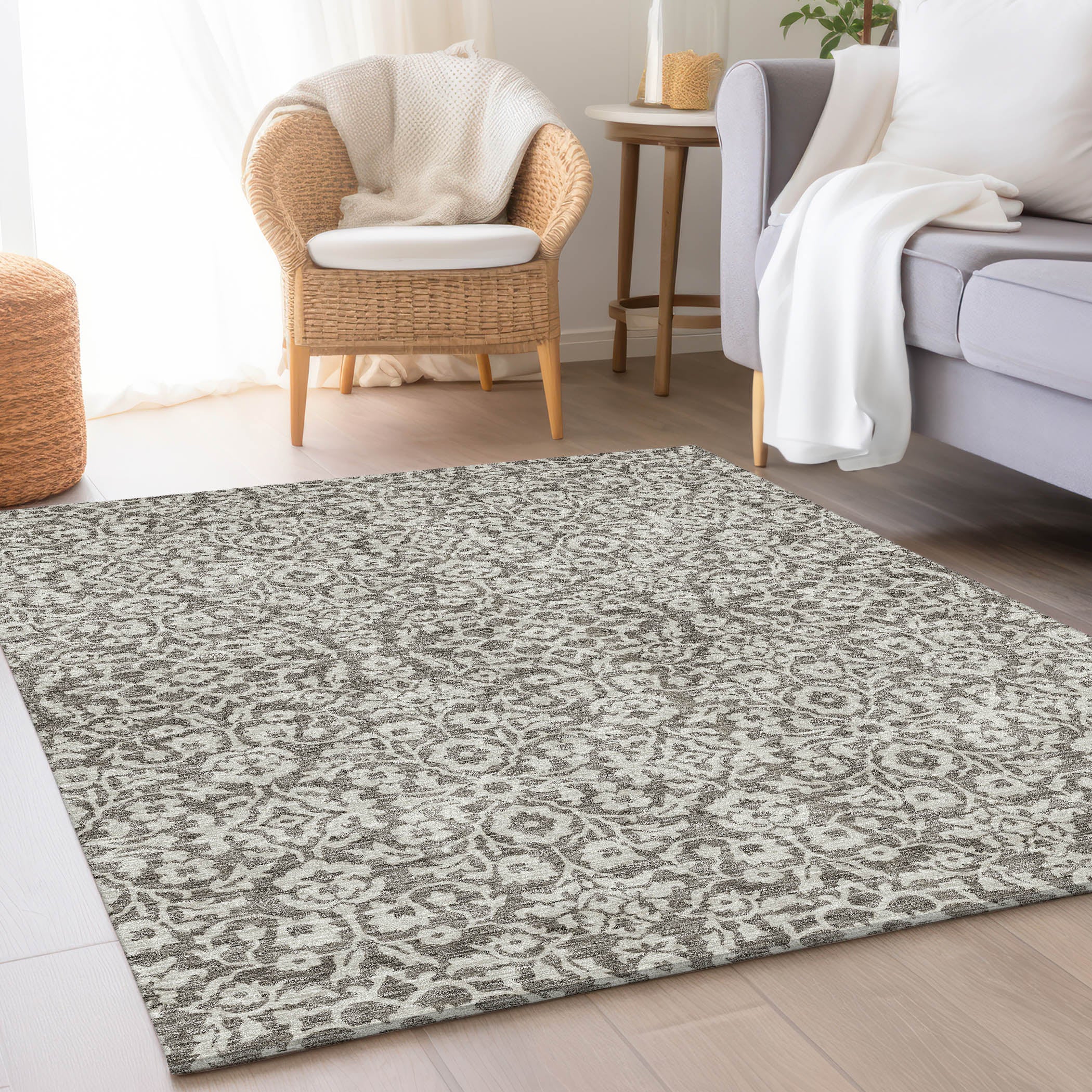 Sintra Machine Washable Traditional Taupe Brown Rug 2'6" x 3'10" #shape_Rectangle
