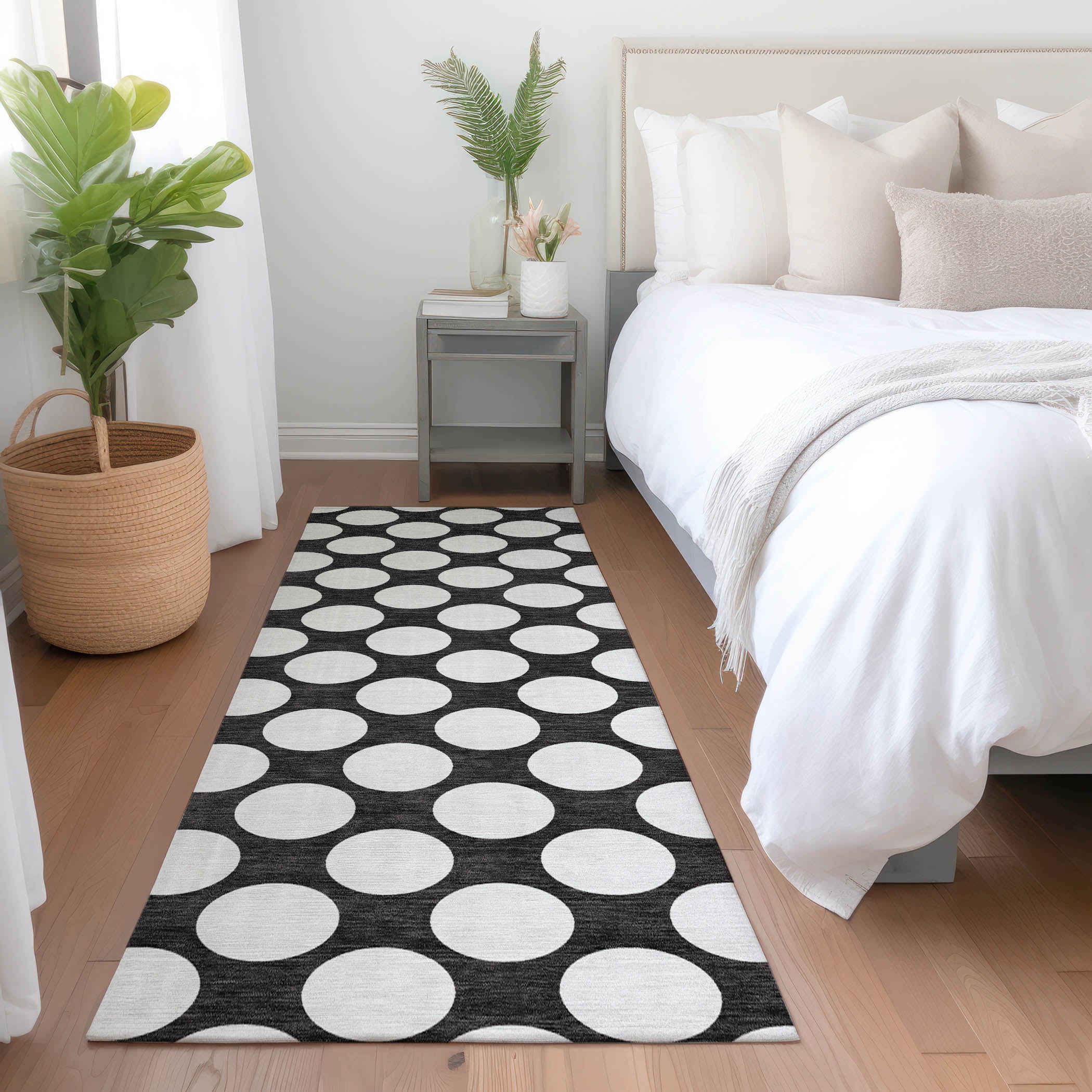 Zanzibar Machine Washable Transitional Black Rug 2'3" x 7'6" #shape_Runner