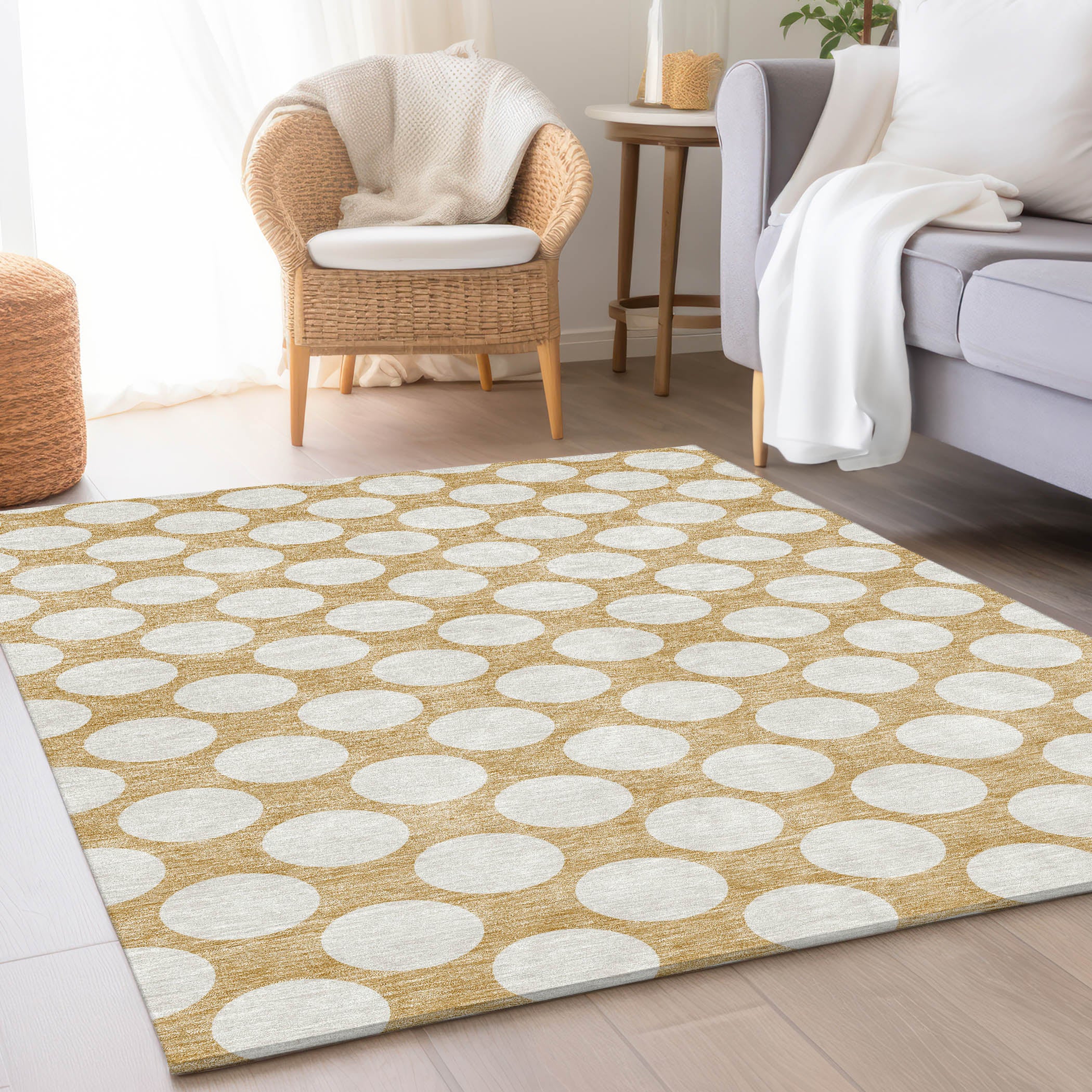 Zanzibar Machine Washable Transitional Gold Rug 2'6" x 3'10" #shape_Rectangle