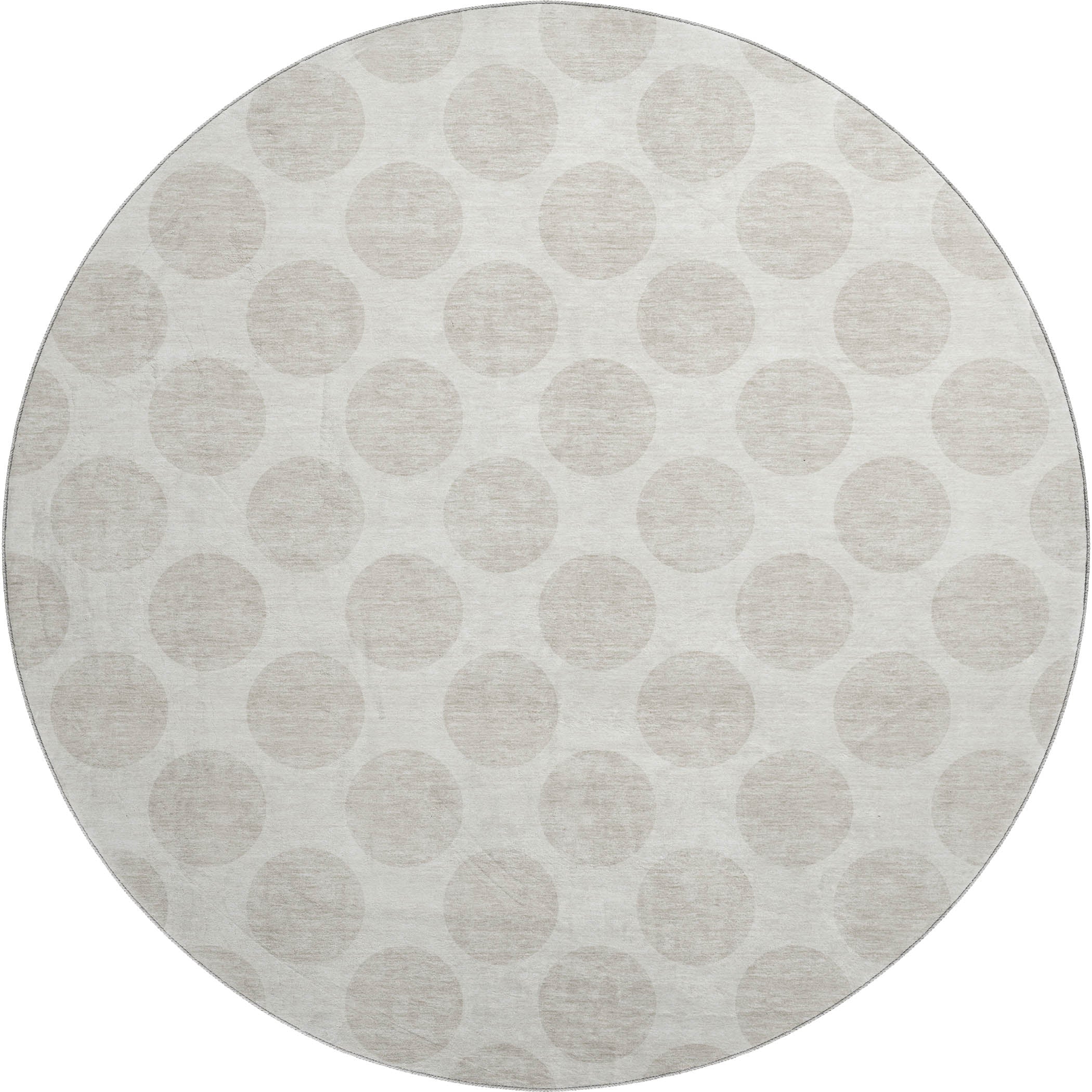 Zanzibar Machine Washable Transitional Ivory Rug 8' x 8' #shape_Round
