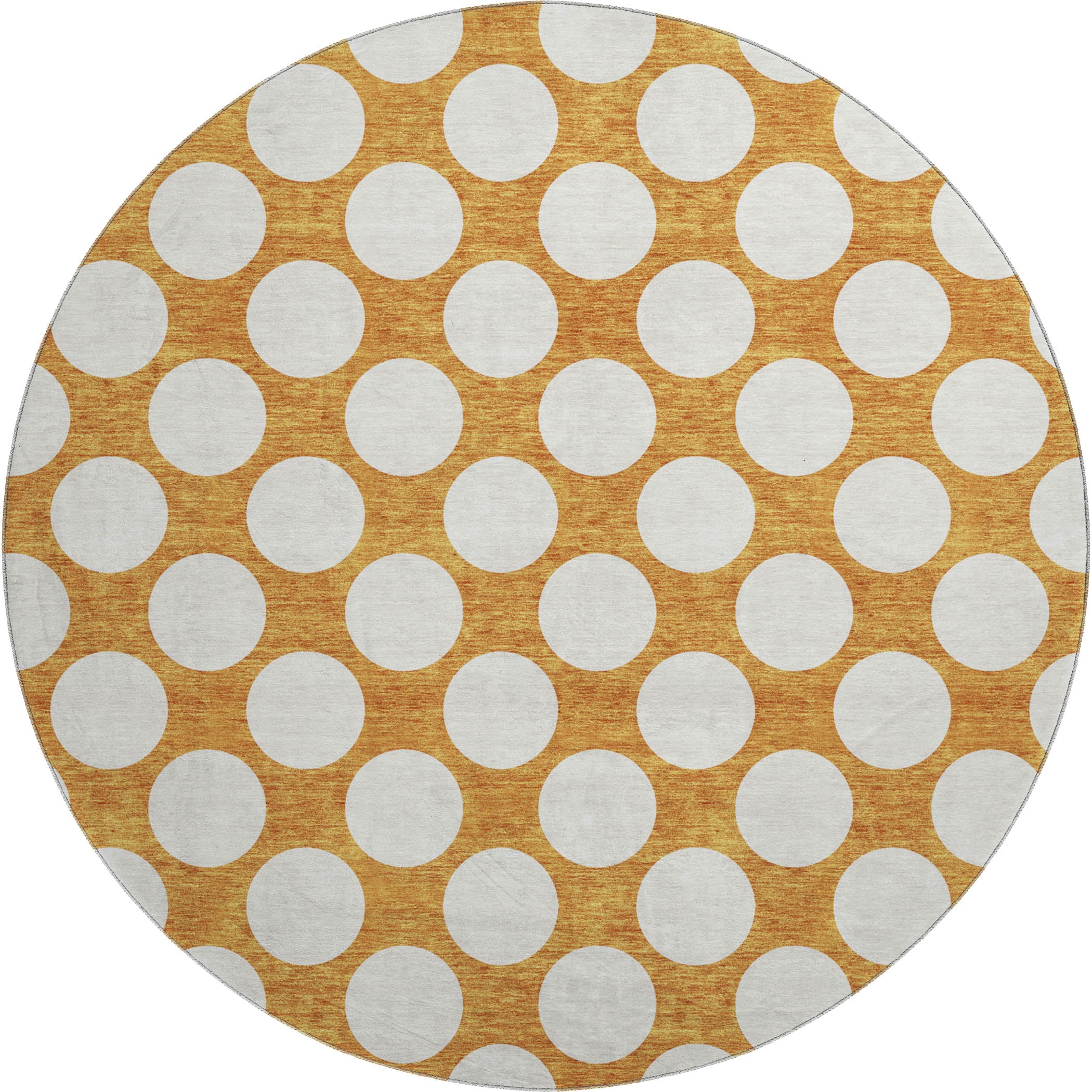 Zanzibar Machine Washable Transitional Orange Rug 8' x 8' #shape_Round