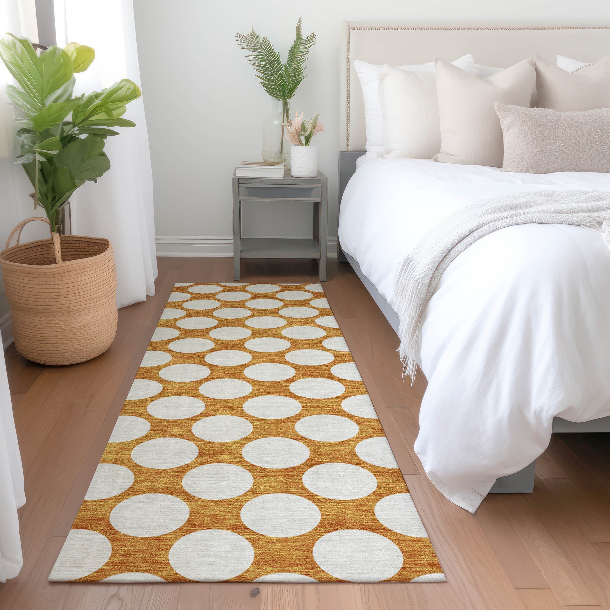 Zanzibar Machine Washable Transitional Orange Rug 2'3" x 7'6" #shape_Runner