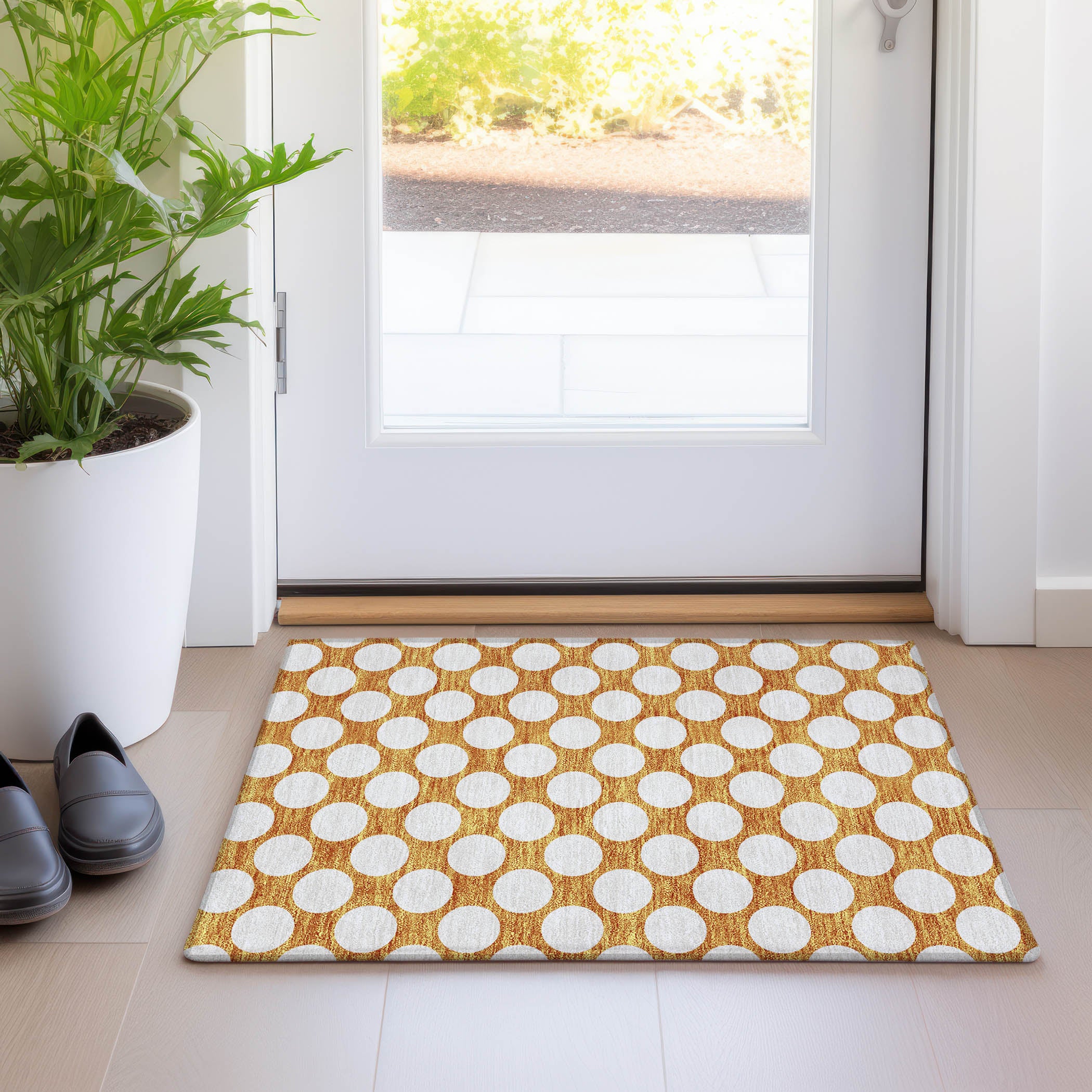 Zanzibar Machine Washable Transitional Orange Rug 1'8" x 2'6" #shape_Rectangle