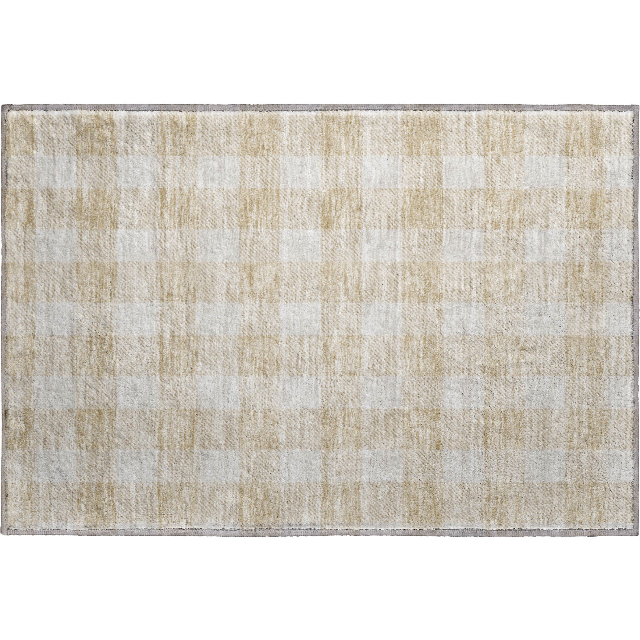 Kyoto Machine Washable Transitional Beige Brown Rug 1'8" x 2'6" #shape_Rectangle