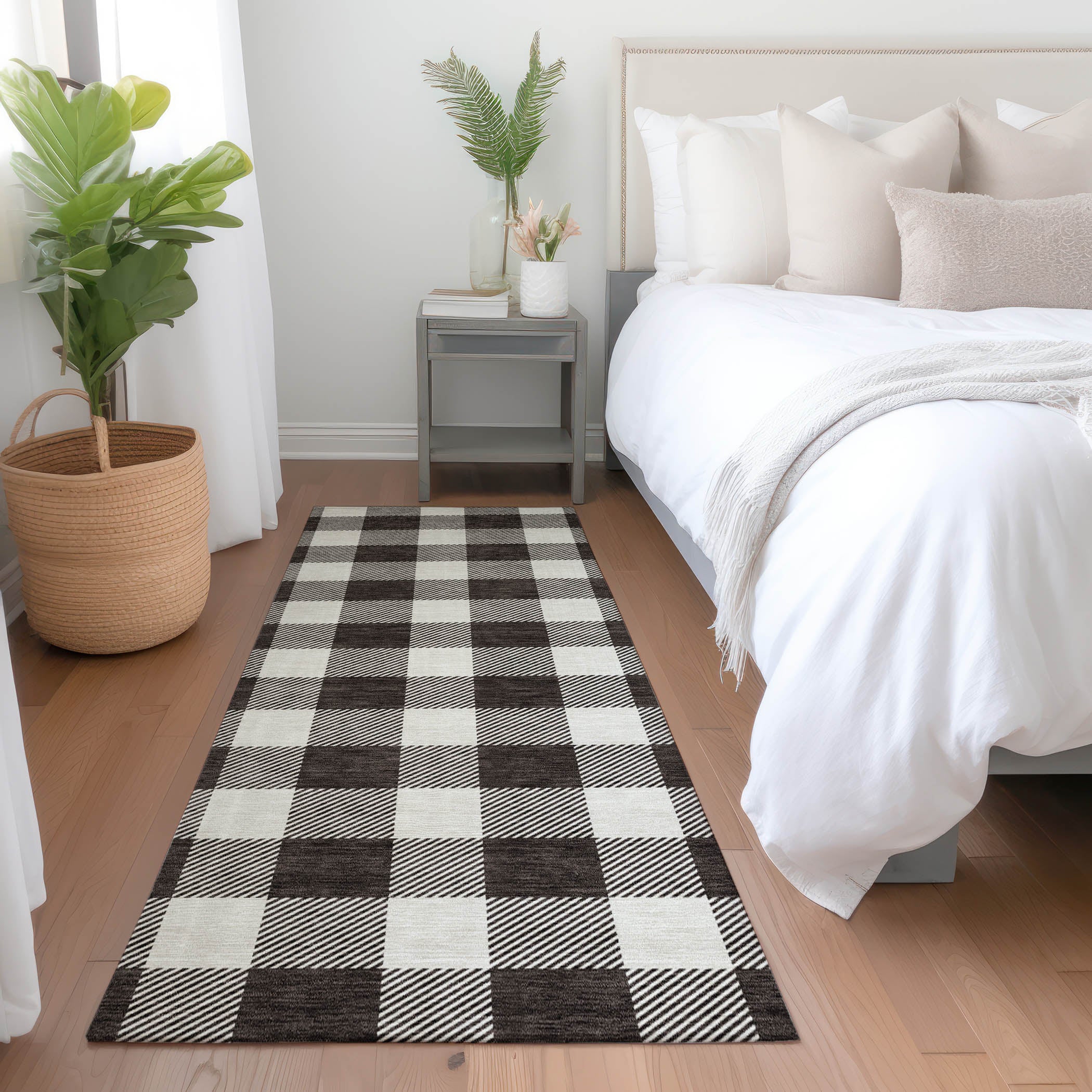 Kyoto Machine Washable Transitional Black Rug 2'3" x 7'6" #shape_Runner