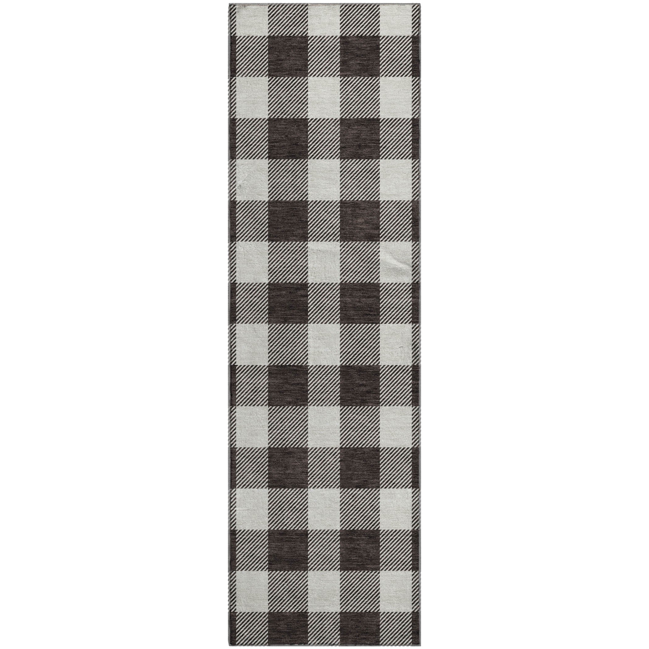 Kyoto Machine Washable Transitional Black Rug 2'3" x 7'6" #shape_Runner