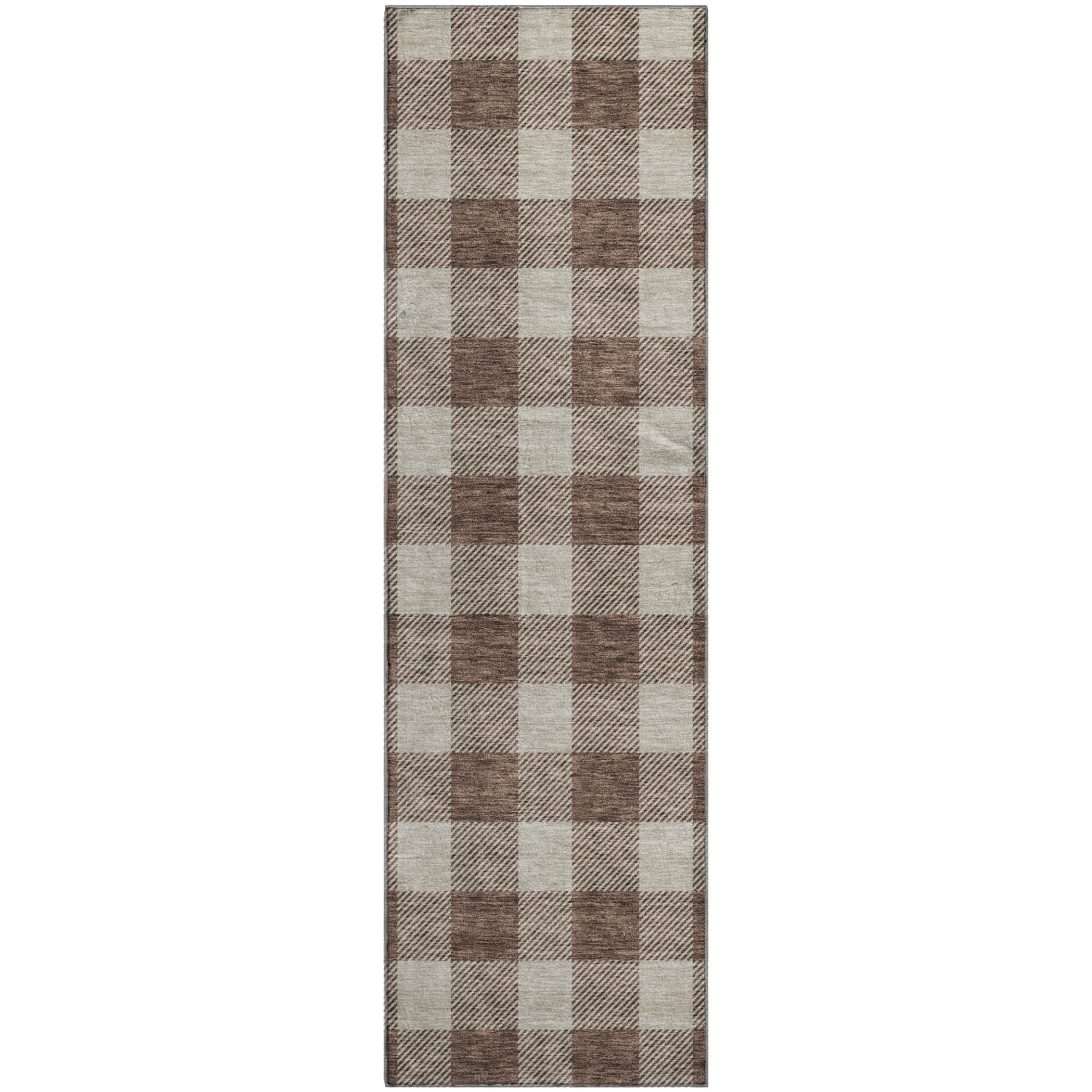 Kyoto Machine Washable Transitional Brown Rug 2'3" x 7'6" #shape_Runner