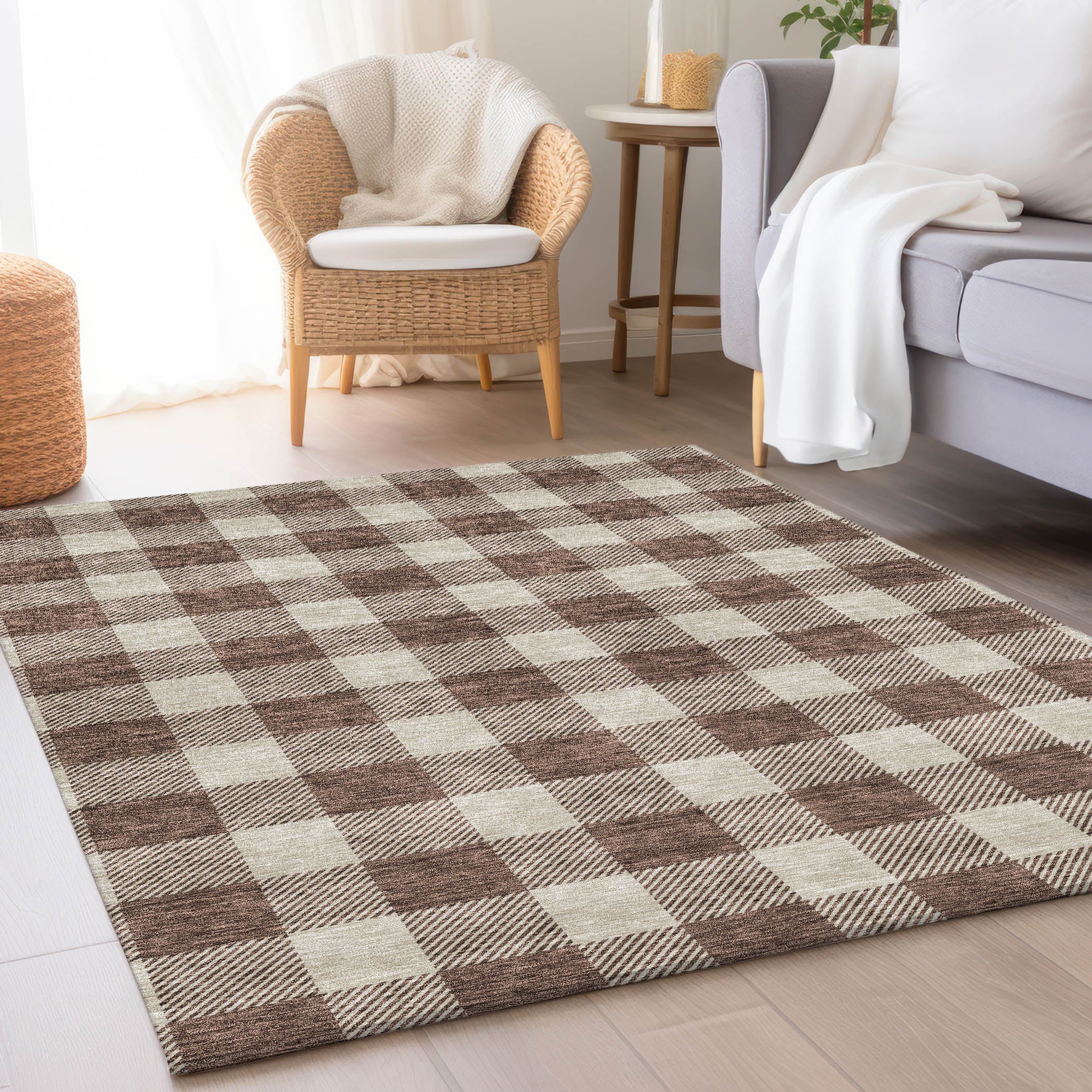 Kyoto Machine Washable Transitional Brown Rug 2'6" x 3'10" #shape_Rectangle