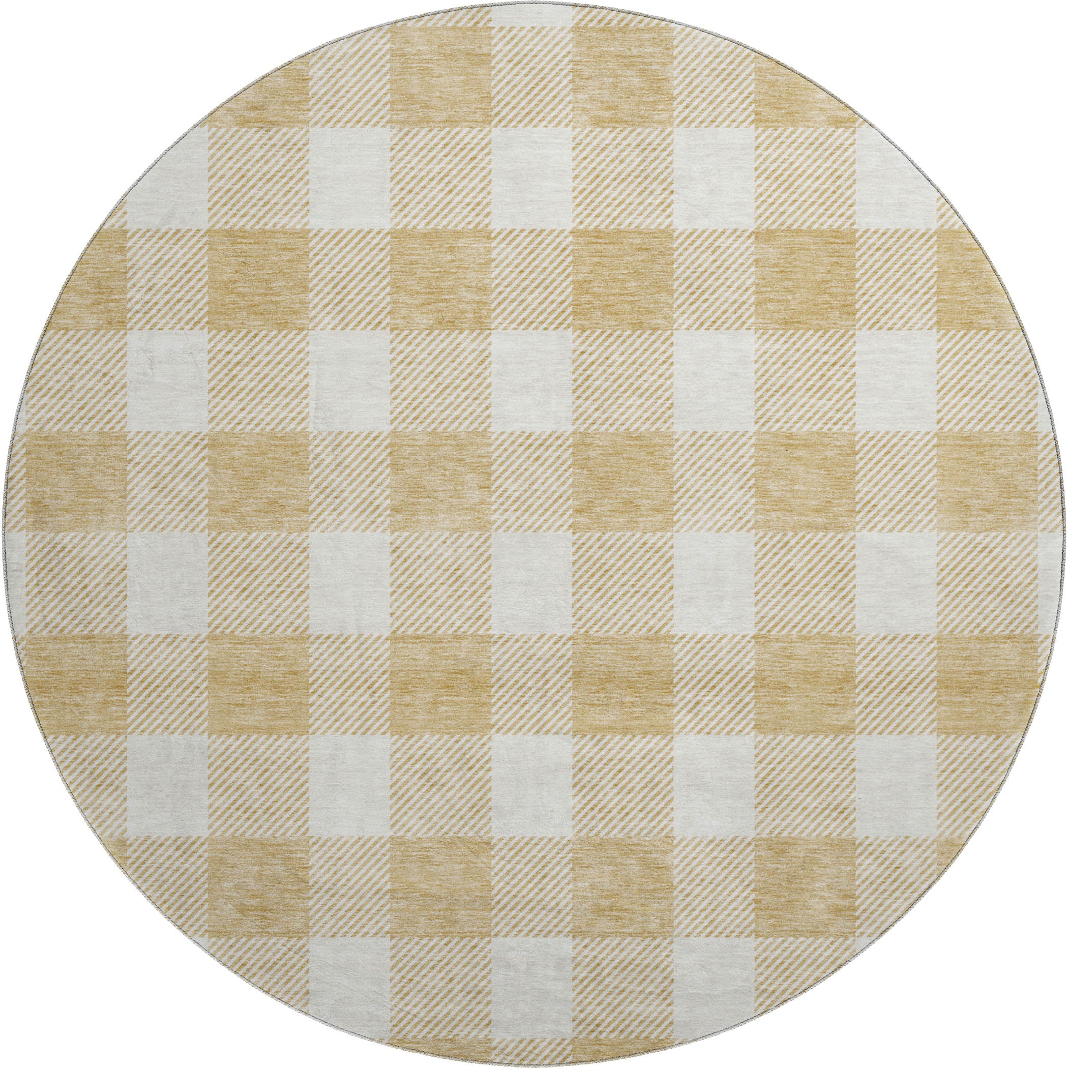 Kyoto Machine Washable Transitional Gold Rug 8' x 8' #shape_Round