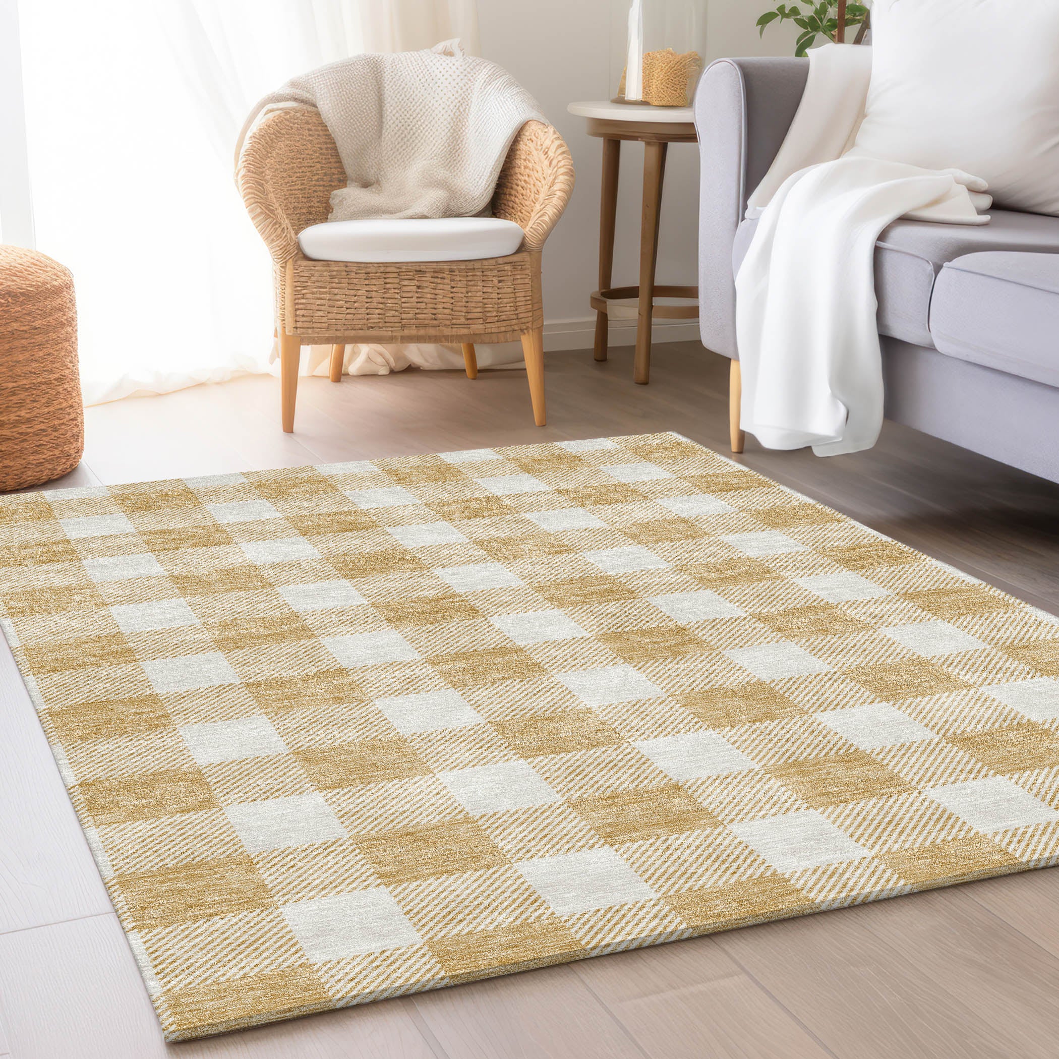 Kyoto Machine Washable Transitional Gold Rug 2'6" x 3'10" #shape_Rectangle