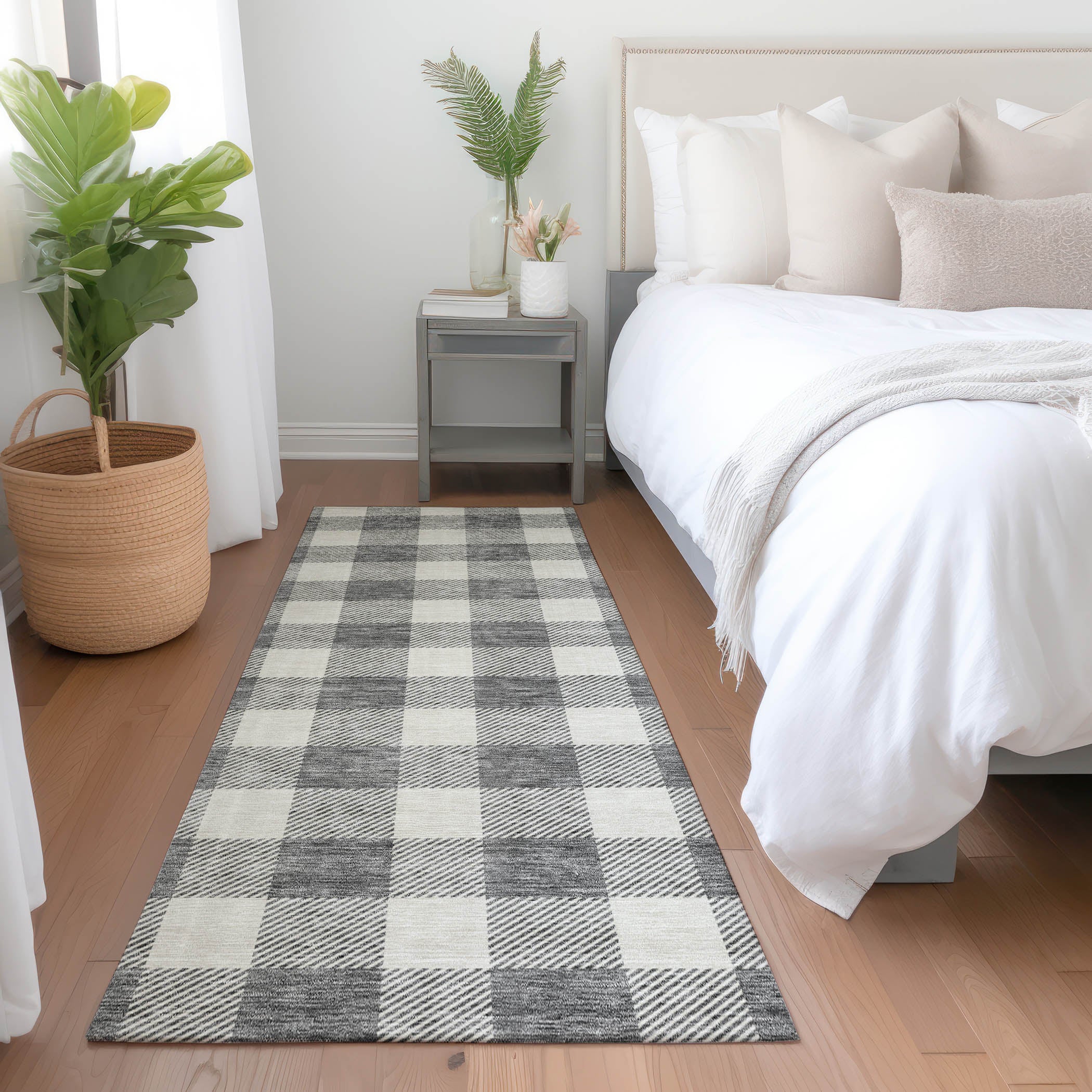 Kyoto Machine Washable Transitional Gray Rug 2'3" x 7'6" #shape_Runner