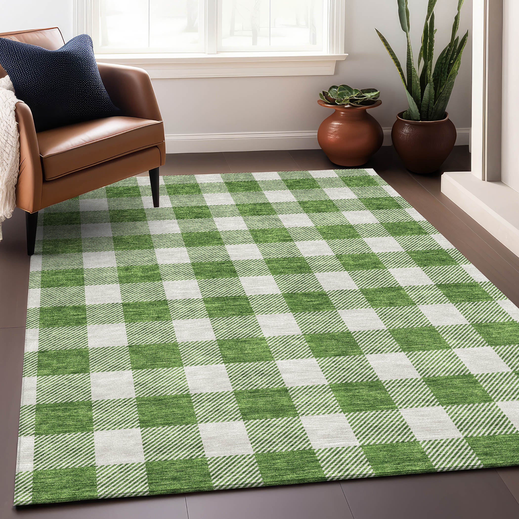 Kyoto Machine Washable Transitional Green Rug 2'6" x 3'10" #shape_Rectangle